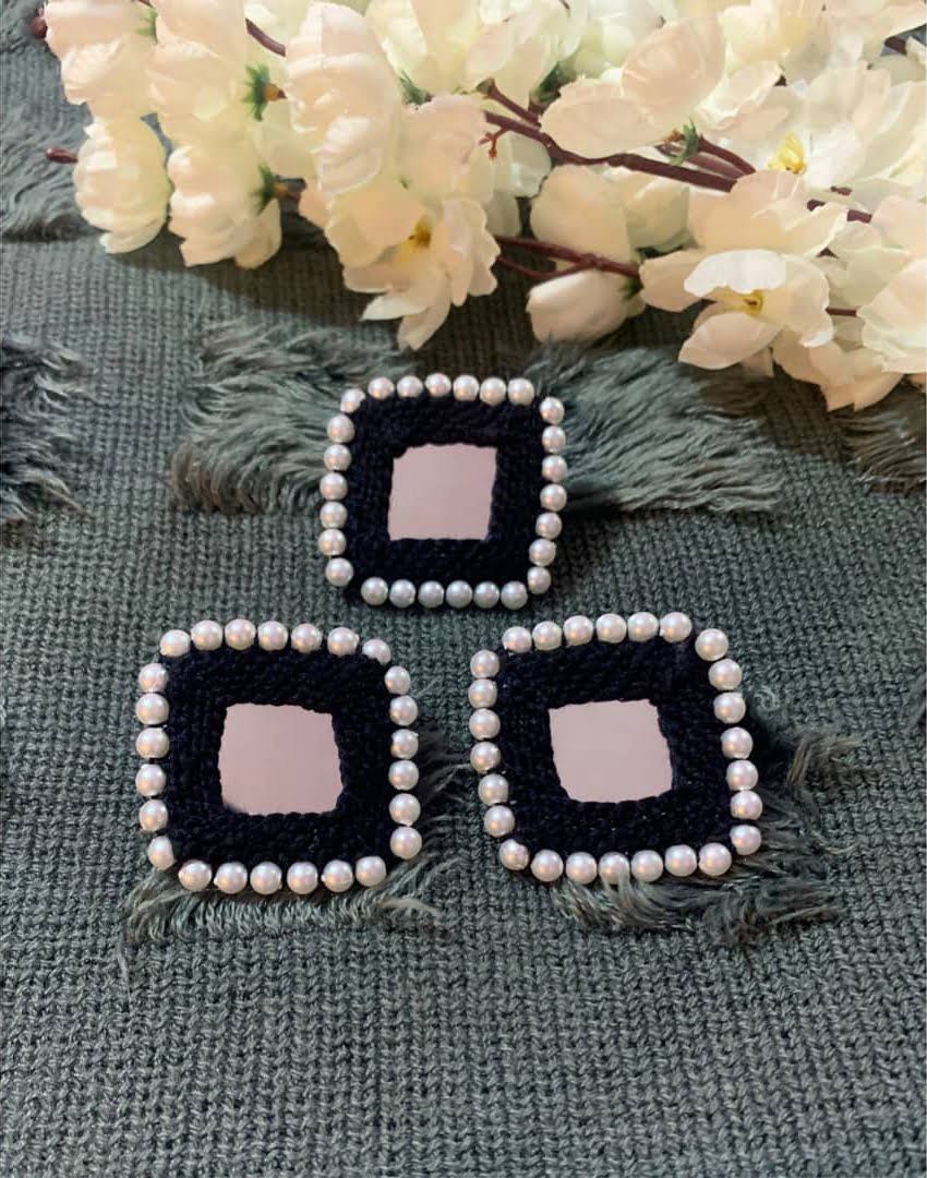 Square Mirror Studs & Ring image 3