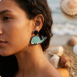 Aqua Muse Whale Earrings