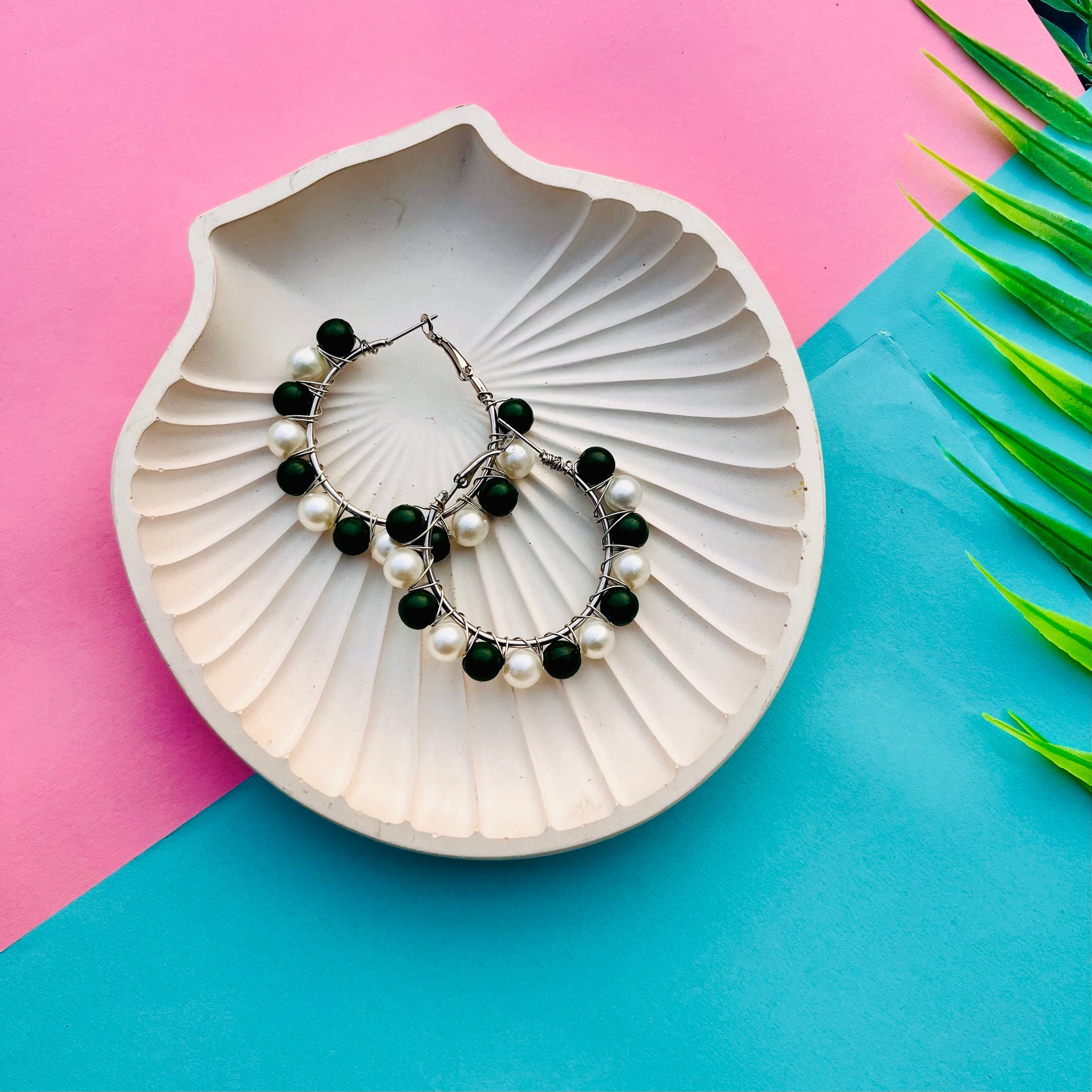 Dual Tone Beaded Hoops III