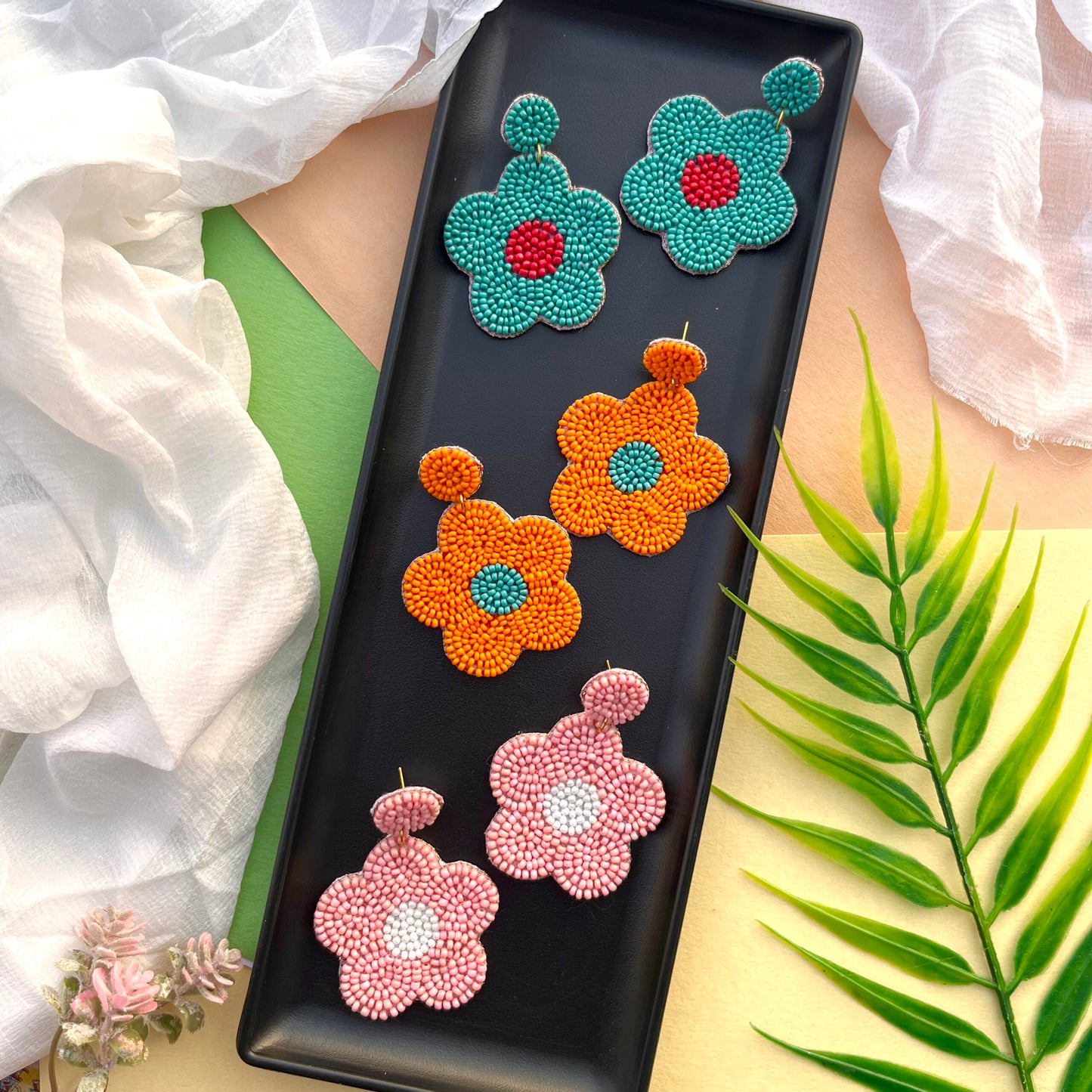 Beads & Petals Earrings-I image 0