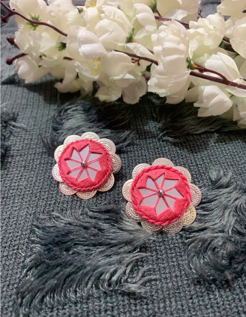 Floral Mirror Studs & Ring image 1