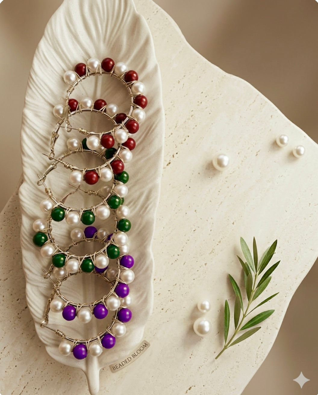Dual Tone Beaded Hoops III