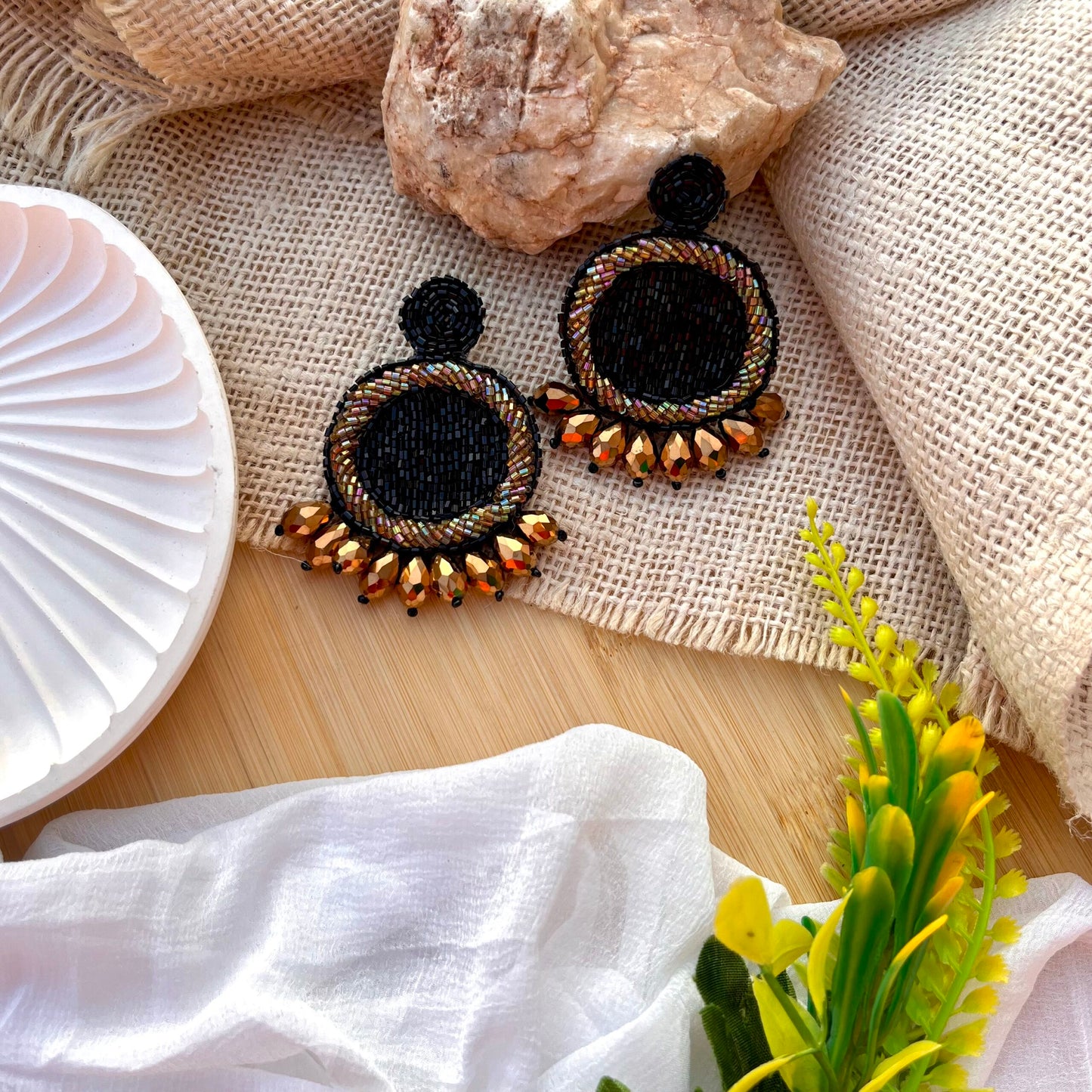 Golden Crystal Earrings image 0