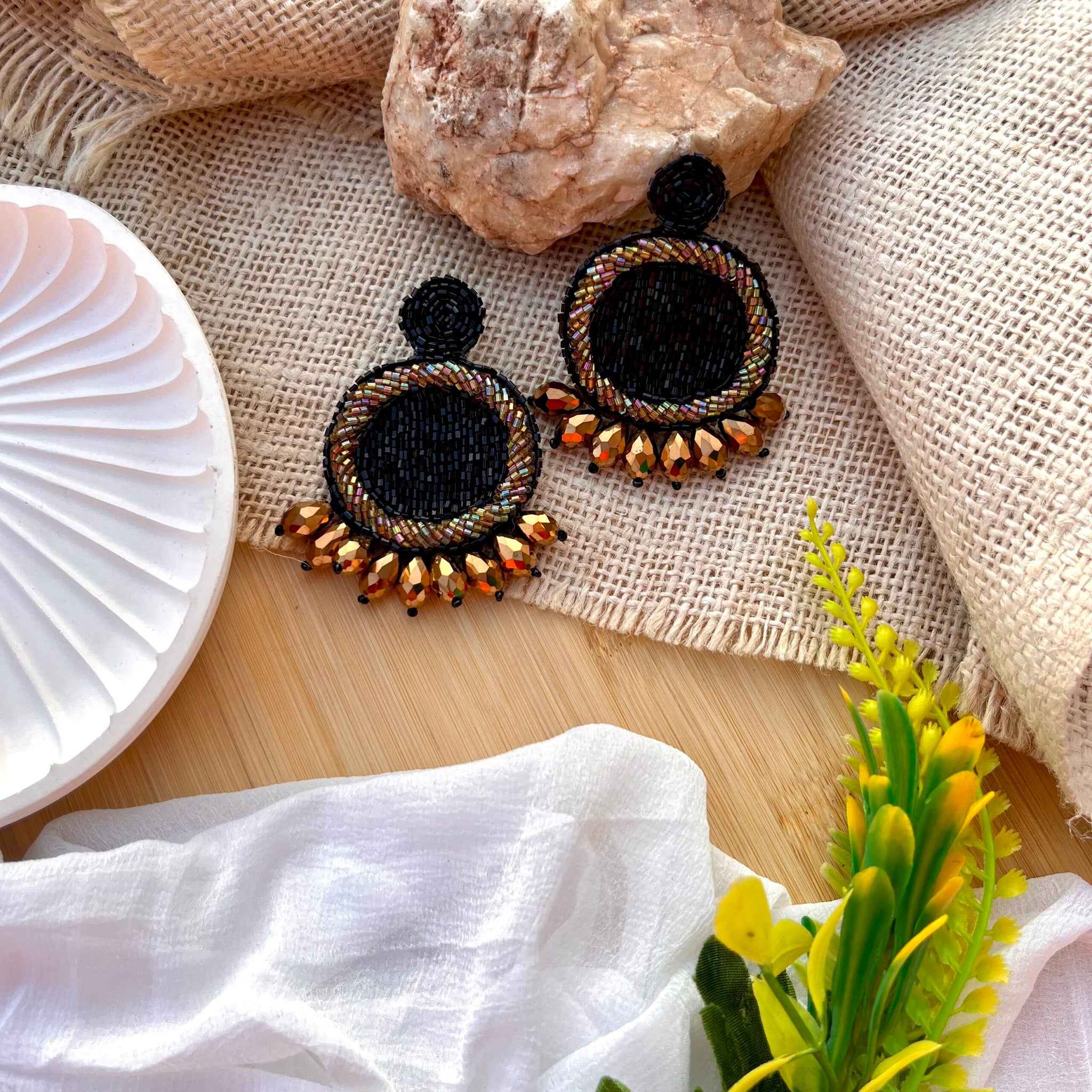 Golden Crystal Earrings image 0