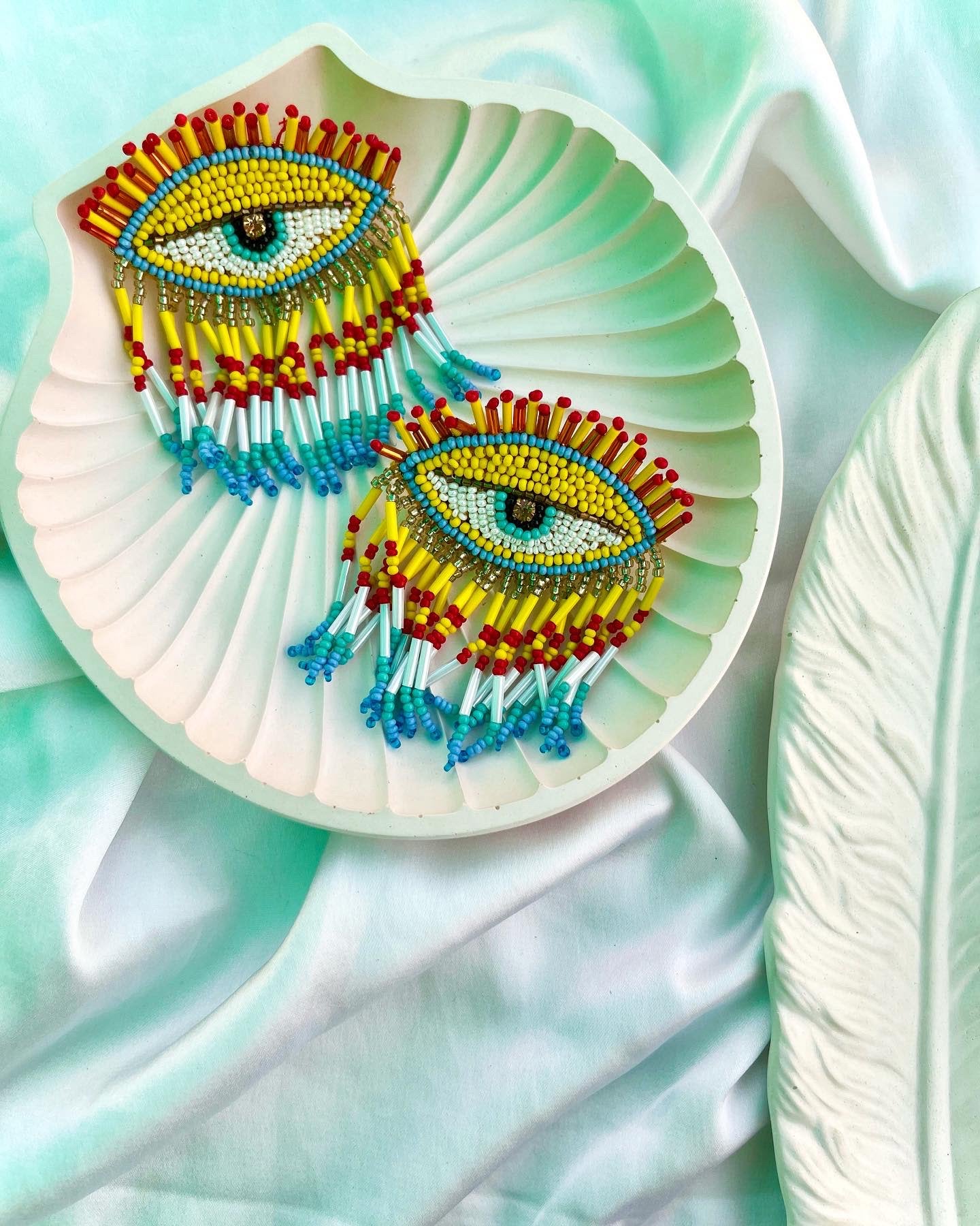 Statement Evil Eye Earrings- Yellow image 0