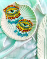 Statement Evil Eye Earrings- Yellow image 0