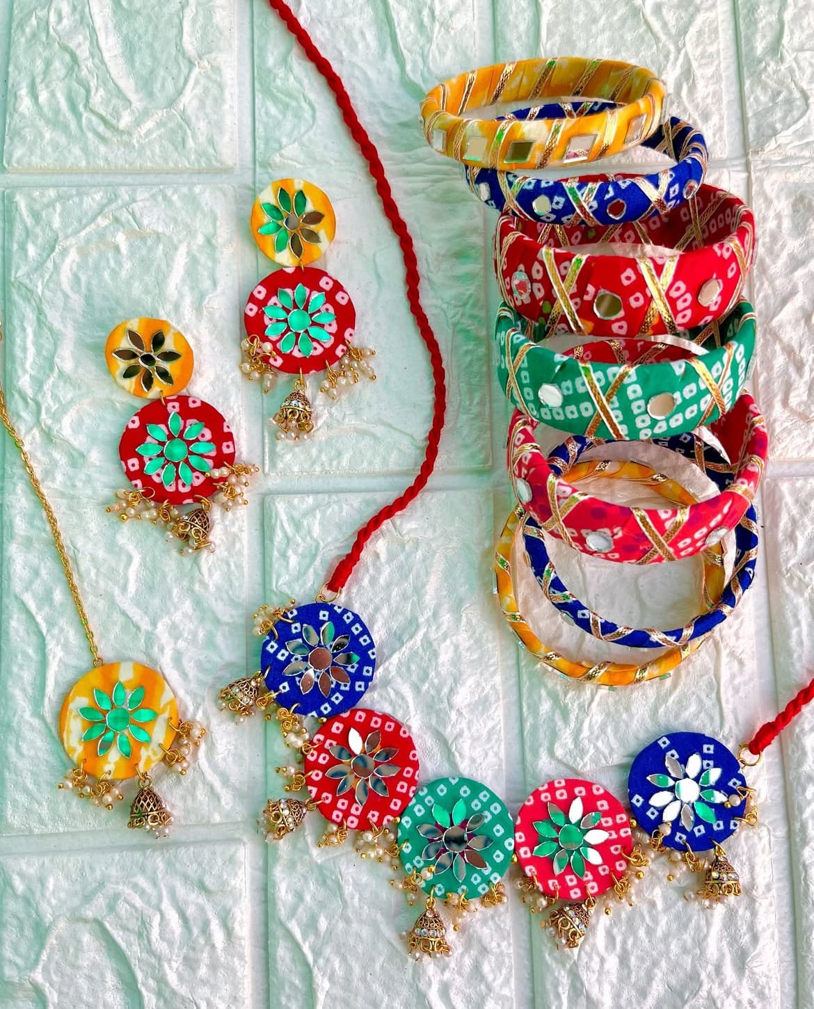 Multicolor Bandhni Choker Set image 0