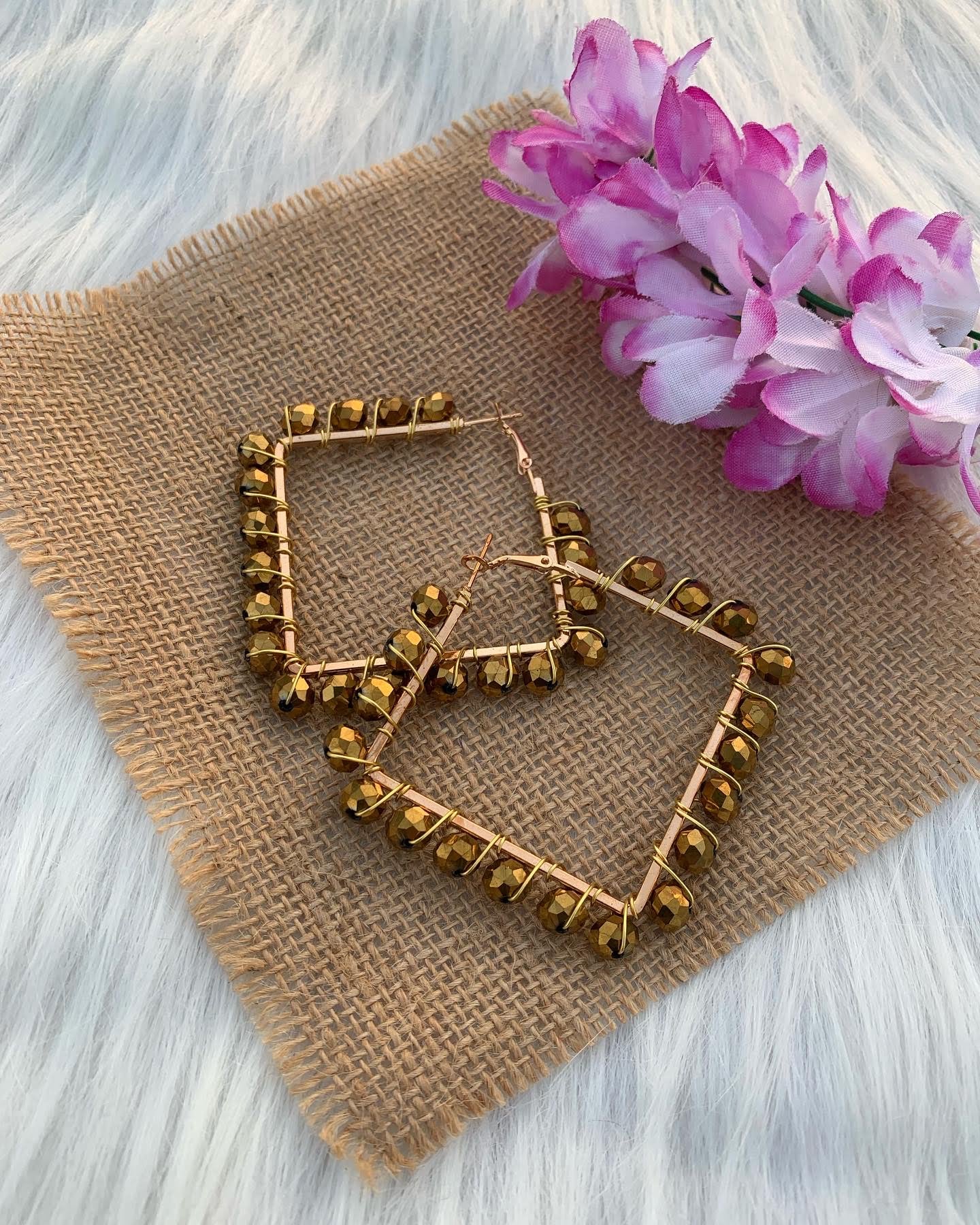 Golden Crystal Hoops image 1