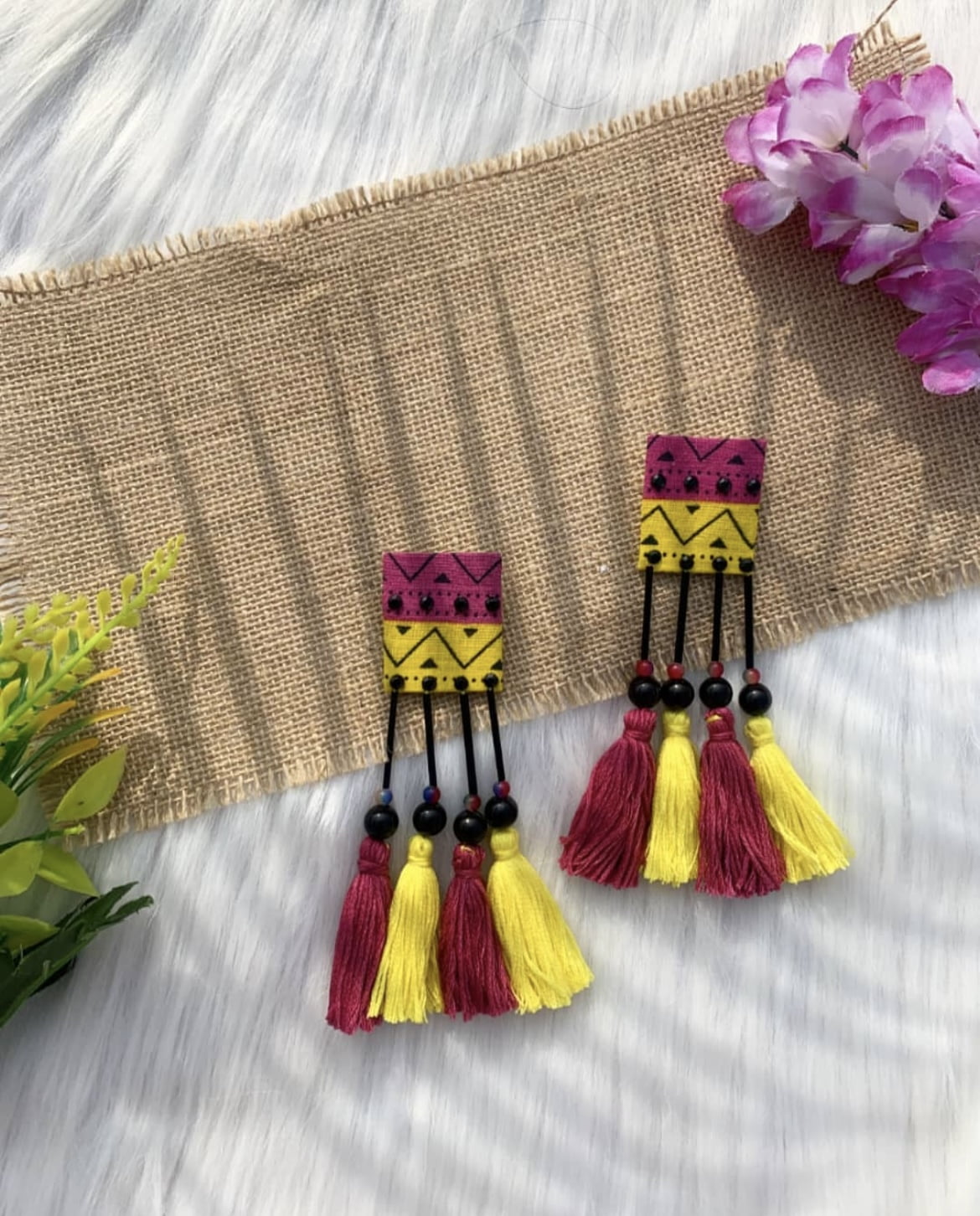 Printed Tassel Earrings image 0