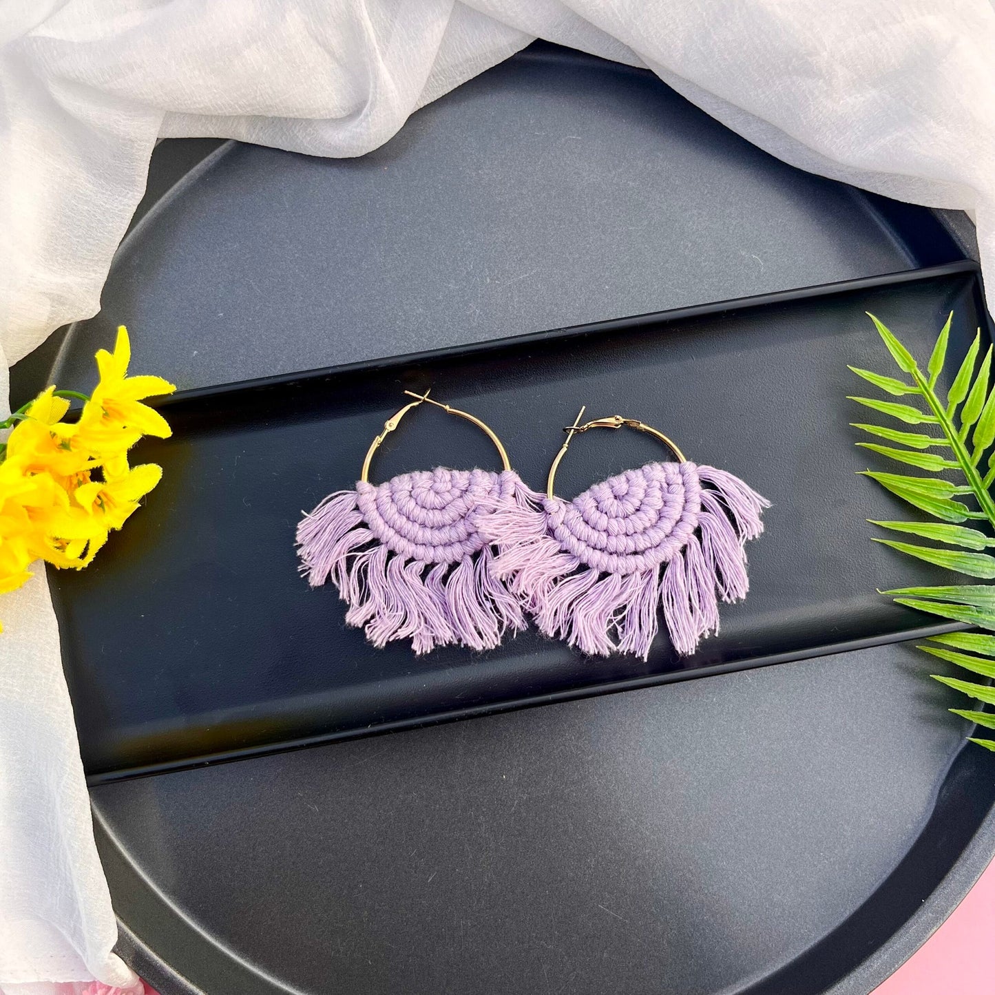 Semi Circle Macrame Hoops image 1