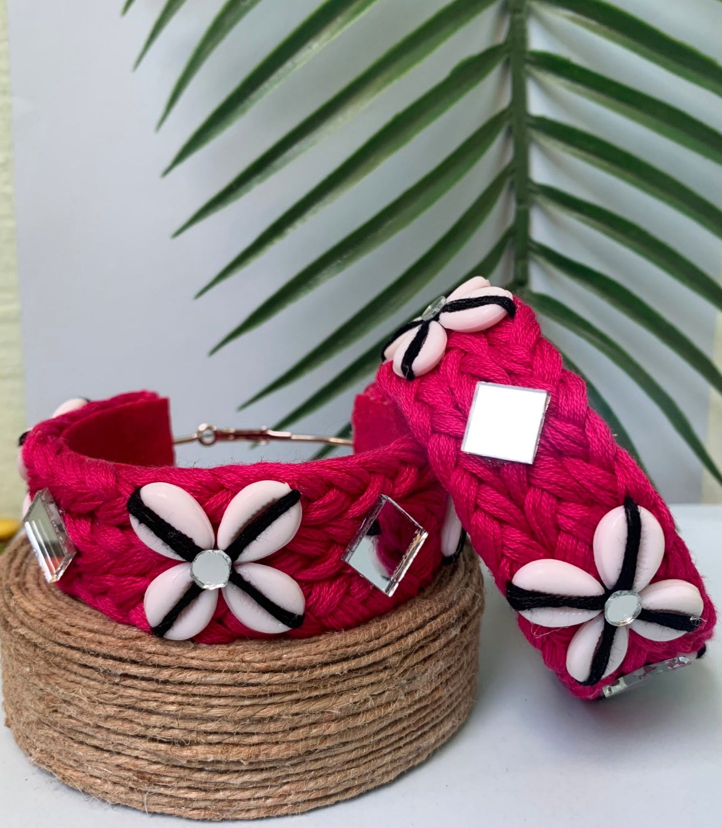 Braided Shell Hoops- Thick image 0