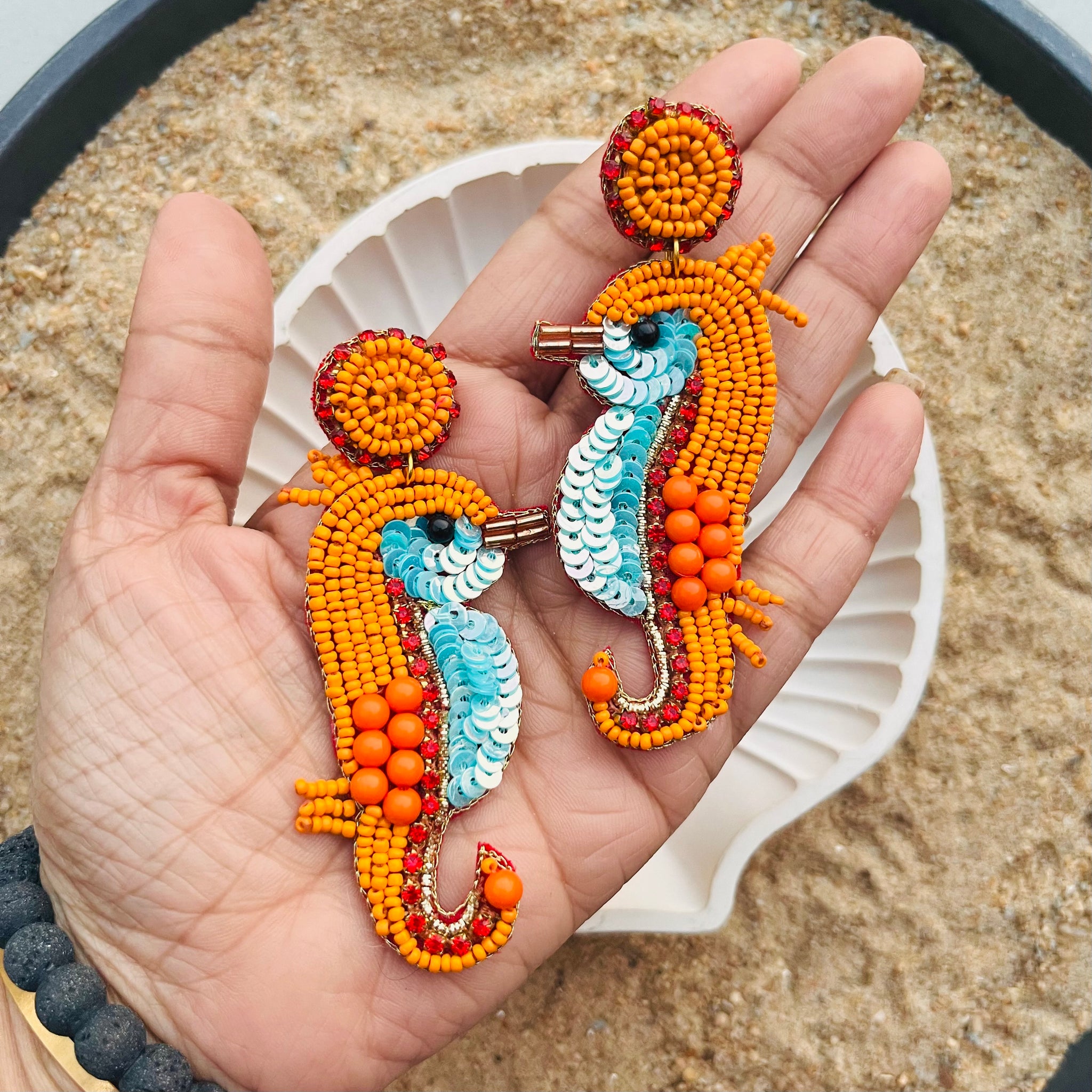 Golden Reef Seahorse Earrings