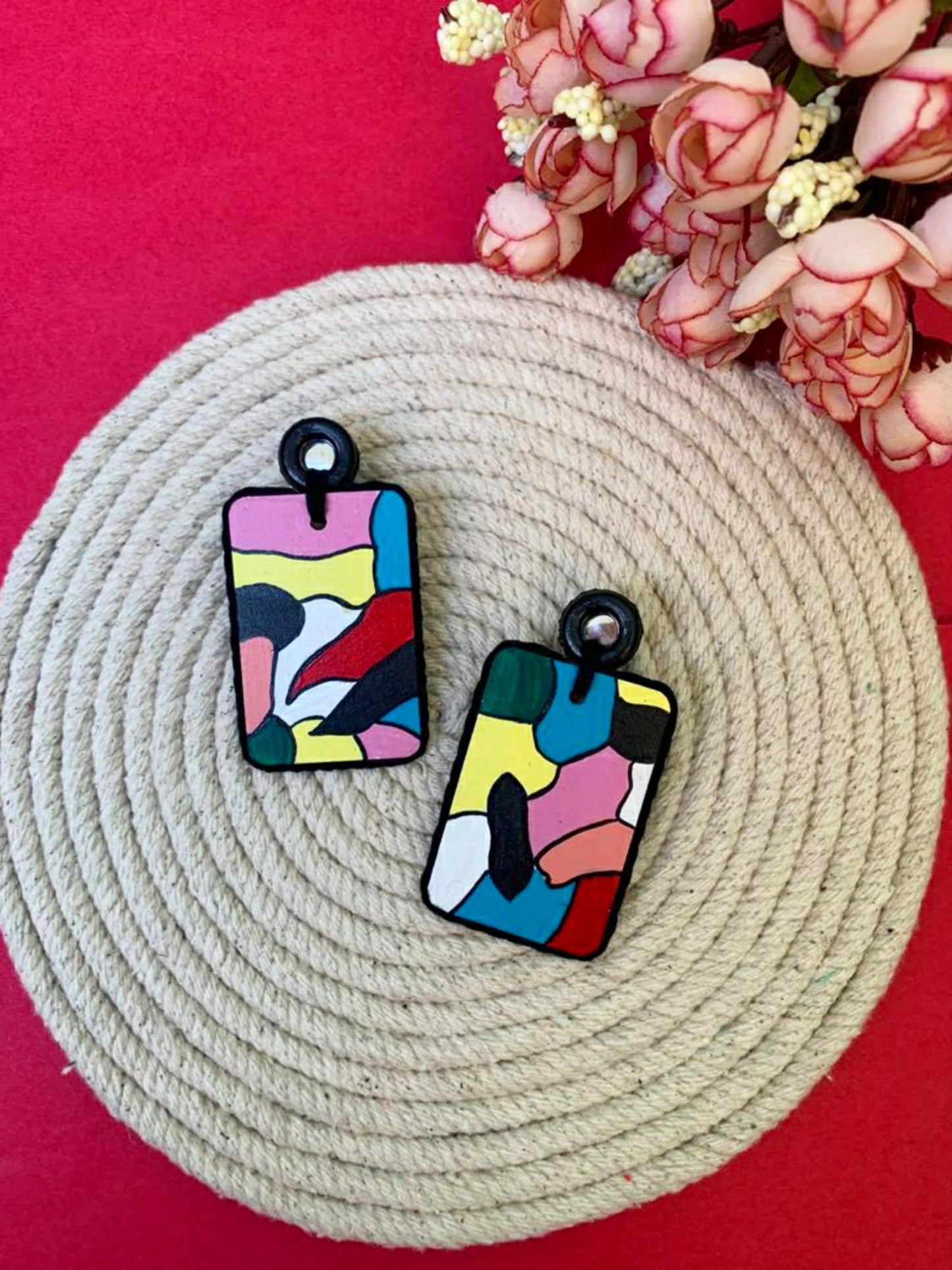 Handpainted Multicolor Studs image 0