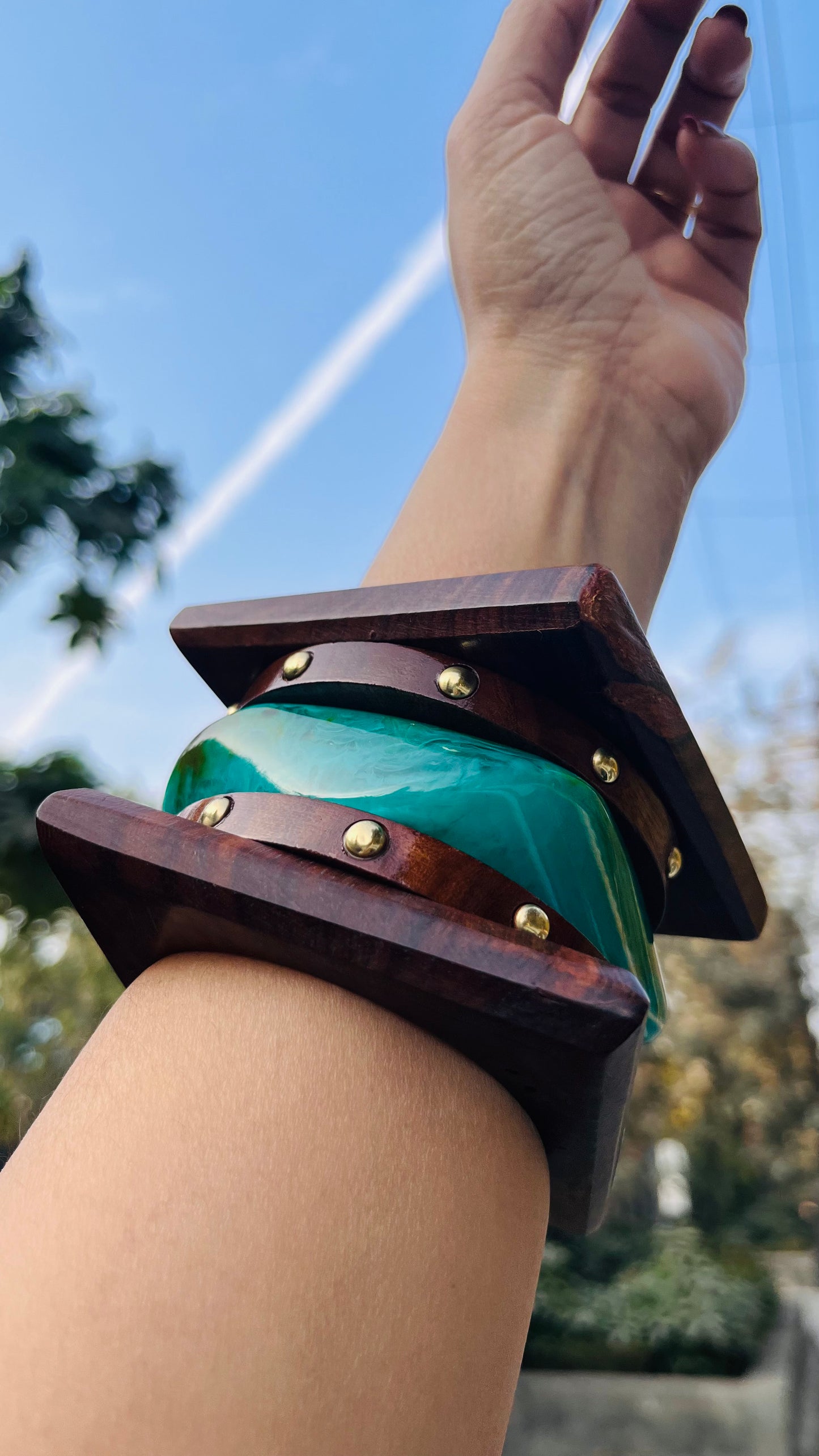 Turquoise Touch Resin Bangle Stack