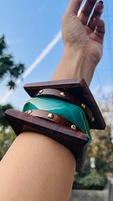 Turquoise Touch Resin Bangle Stack