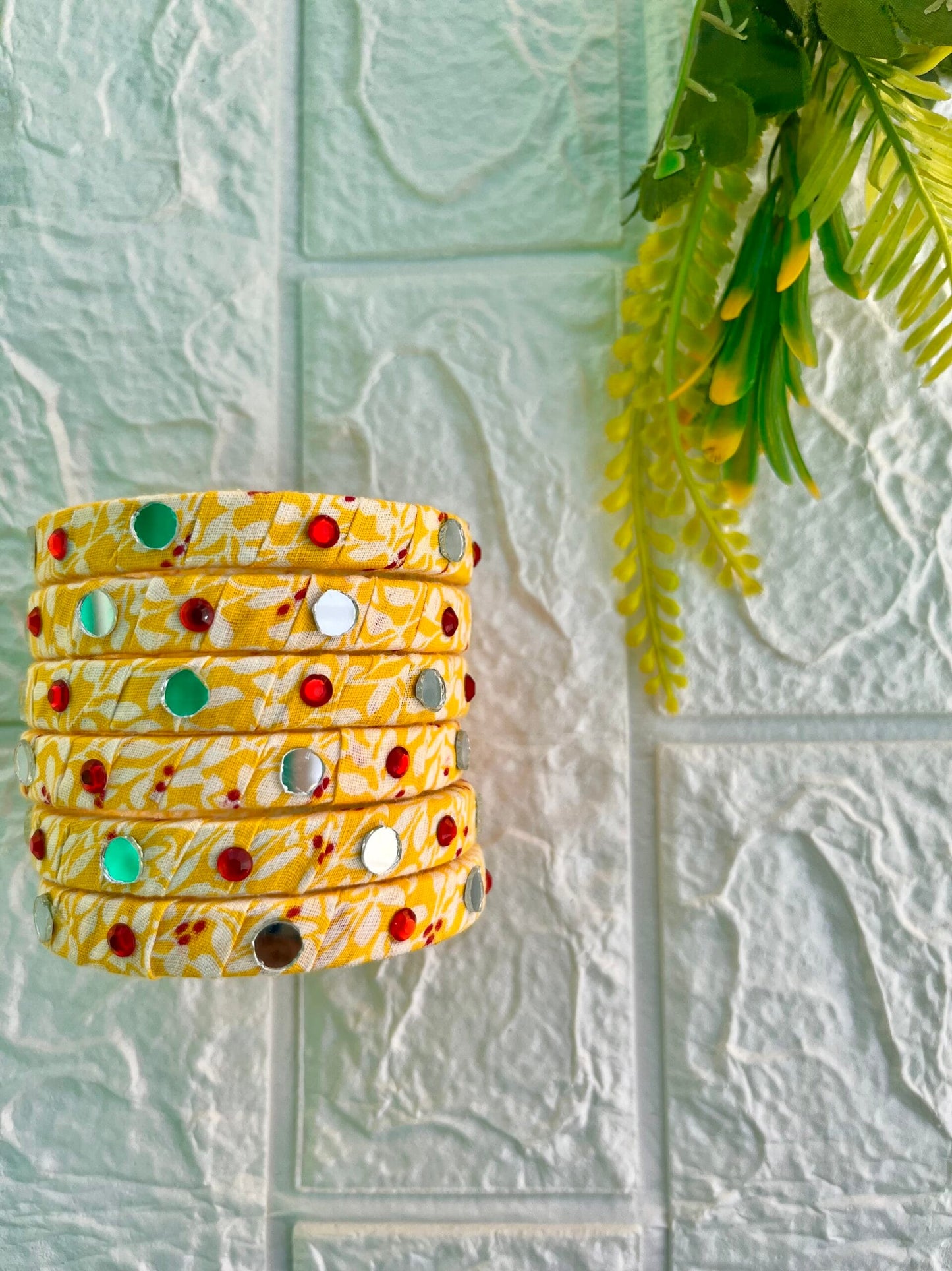 Printed Mirror Bangles Set image 6