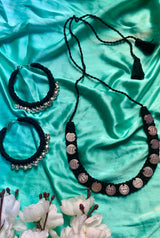 Braided Coin Choker & Hoops Combo-Silver image 0