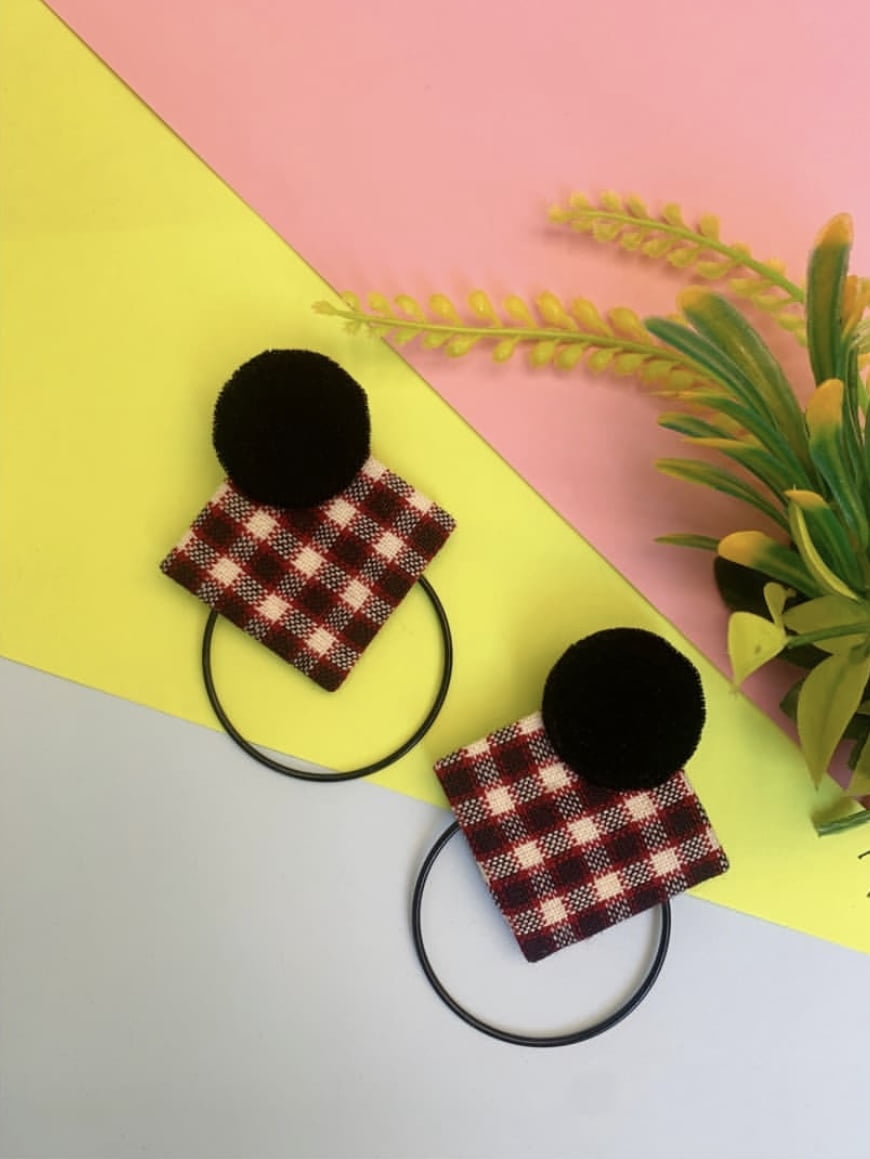 Check Hoop Earrings-Square image 0