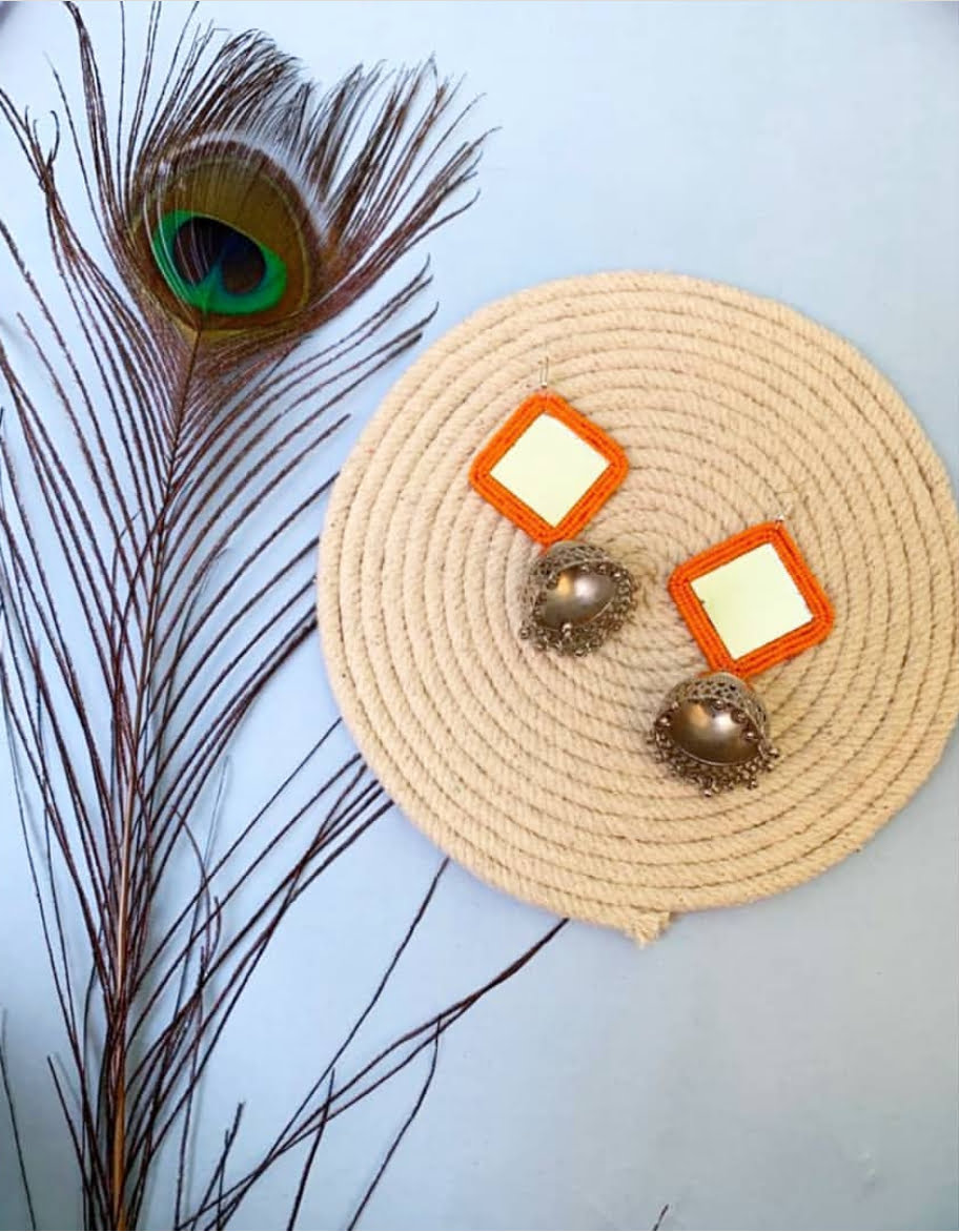 Neon Beaded Jhumkas image 0