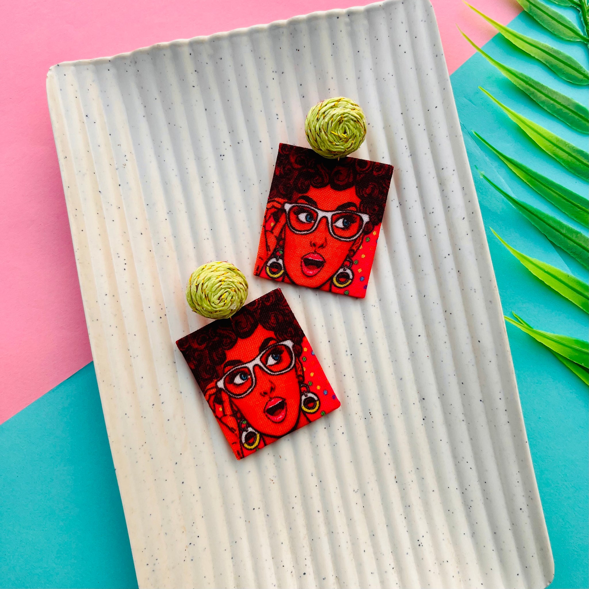 Pop Art Textile Earrings IV