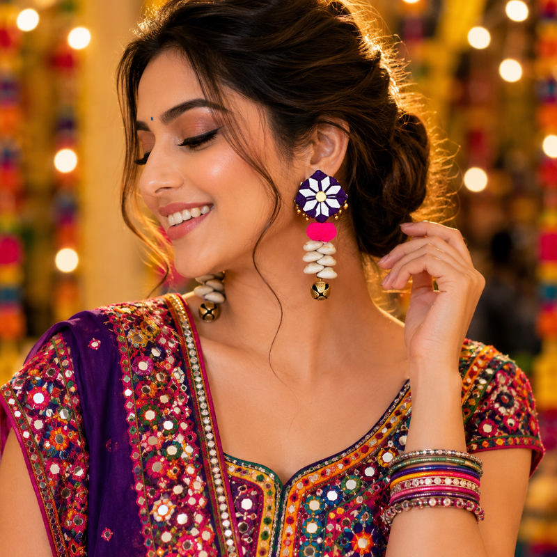 Rasika mirror Earrings For Navratri