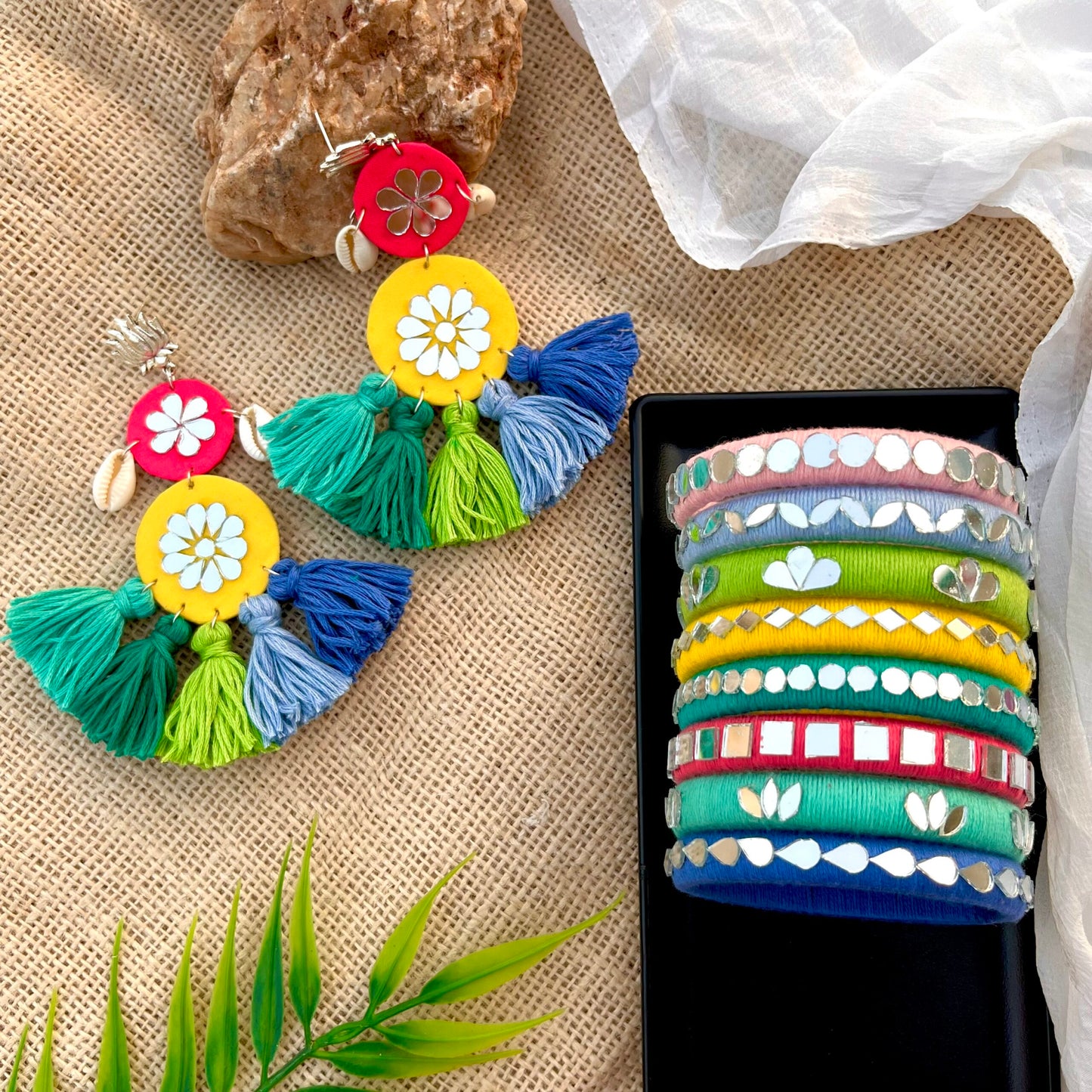 Rangrez Earrings & Rangrez Bangles Combo image 0