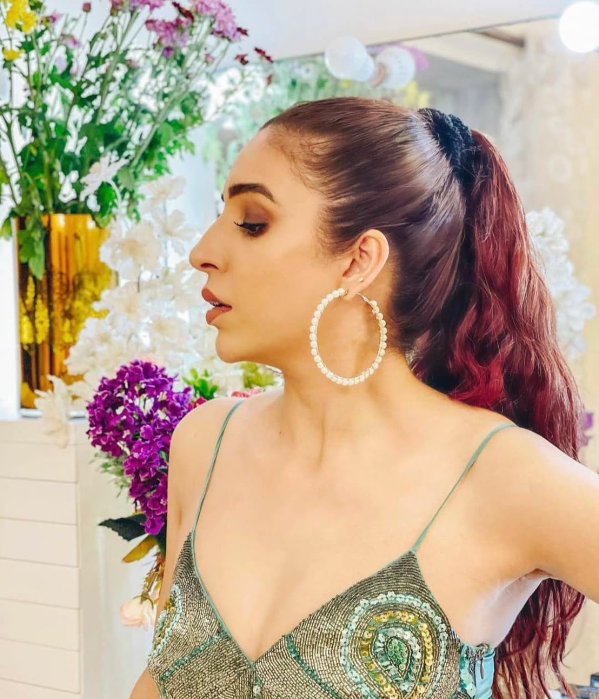 Half Pearl Hoops image 2