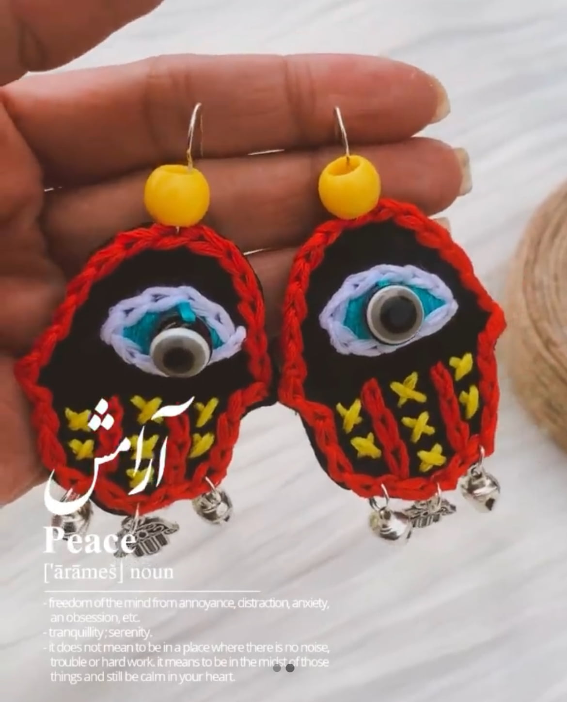 Hamsa Threadwork Earrings image 1