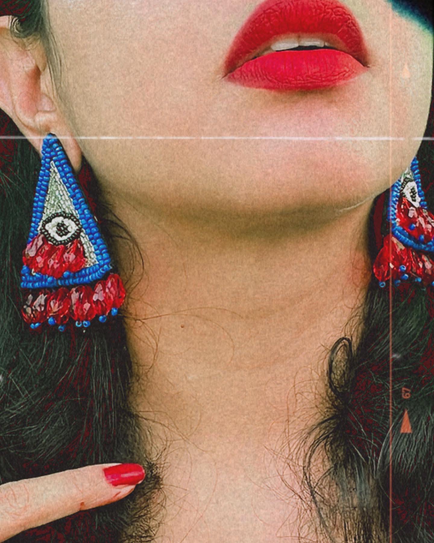 Triangle Evil Eye Earrings image 3