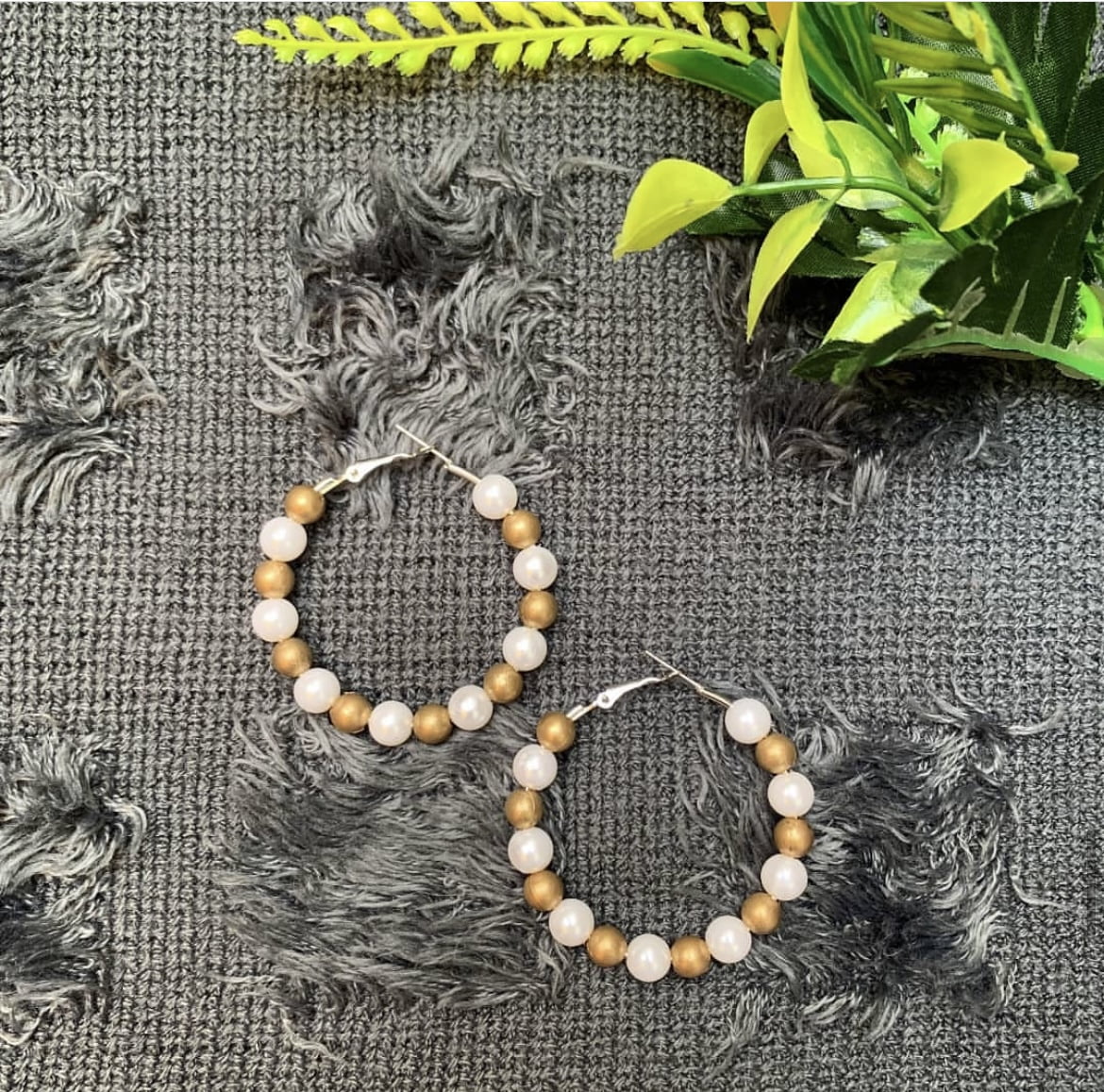 Dual Tone Mini Bead Hoops image 2