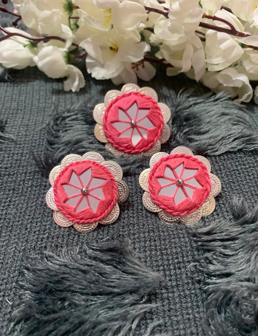 Floral Mirror Studs & Ring image 0