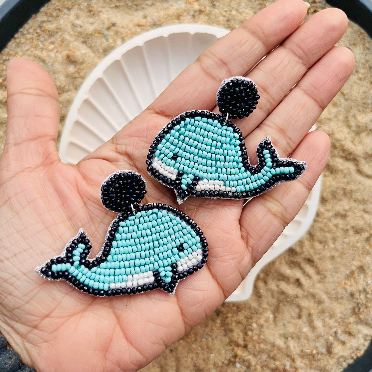 Aqua Muse Whale Earrings