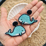 Aqua Muse Whale Earrings