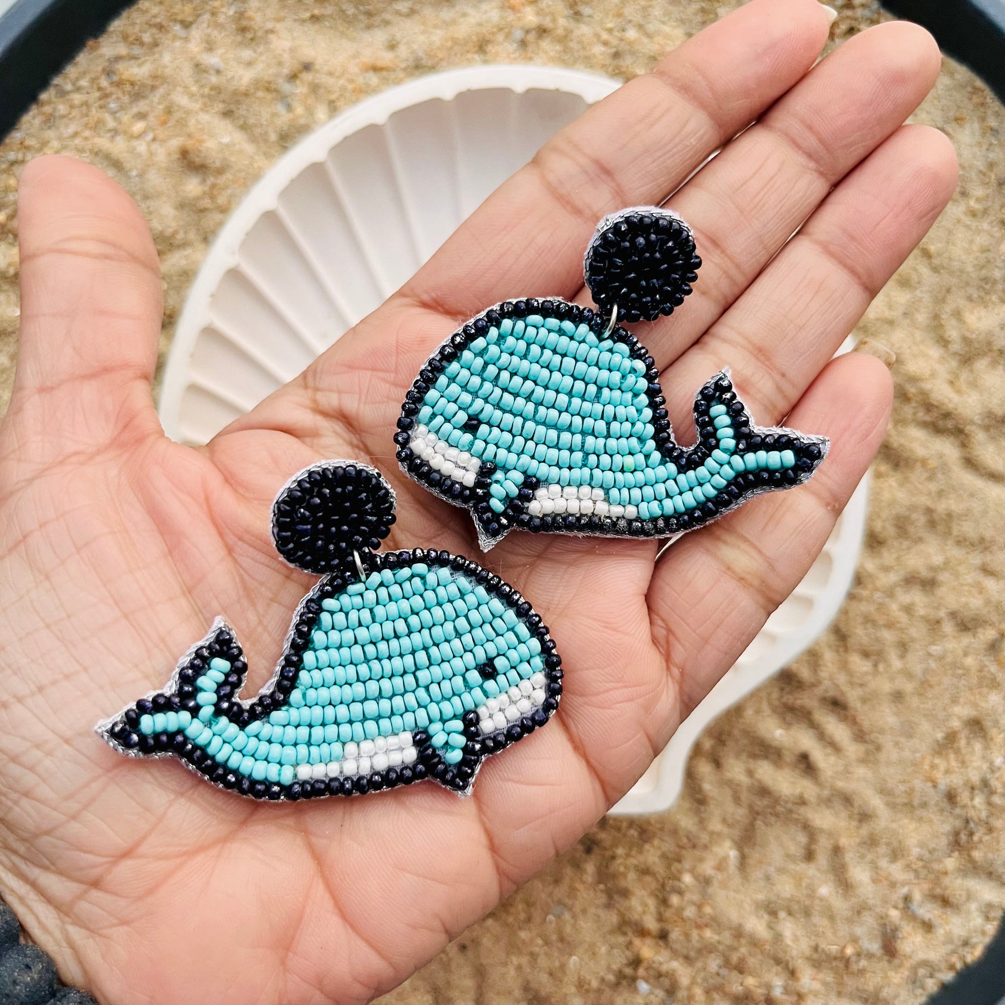 Aqua Muse Whale Earrings