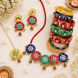 Multicolour Bandhni Choker Set