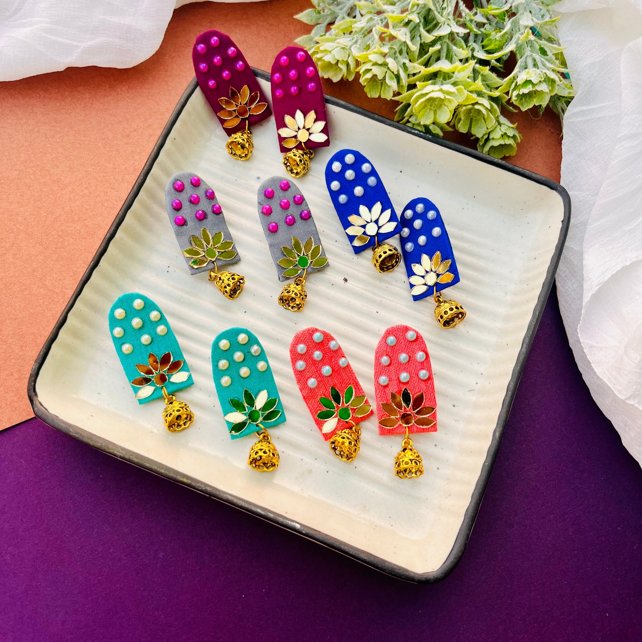 Fabric Bloom Earrings