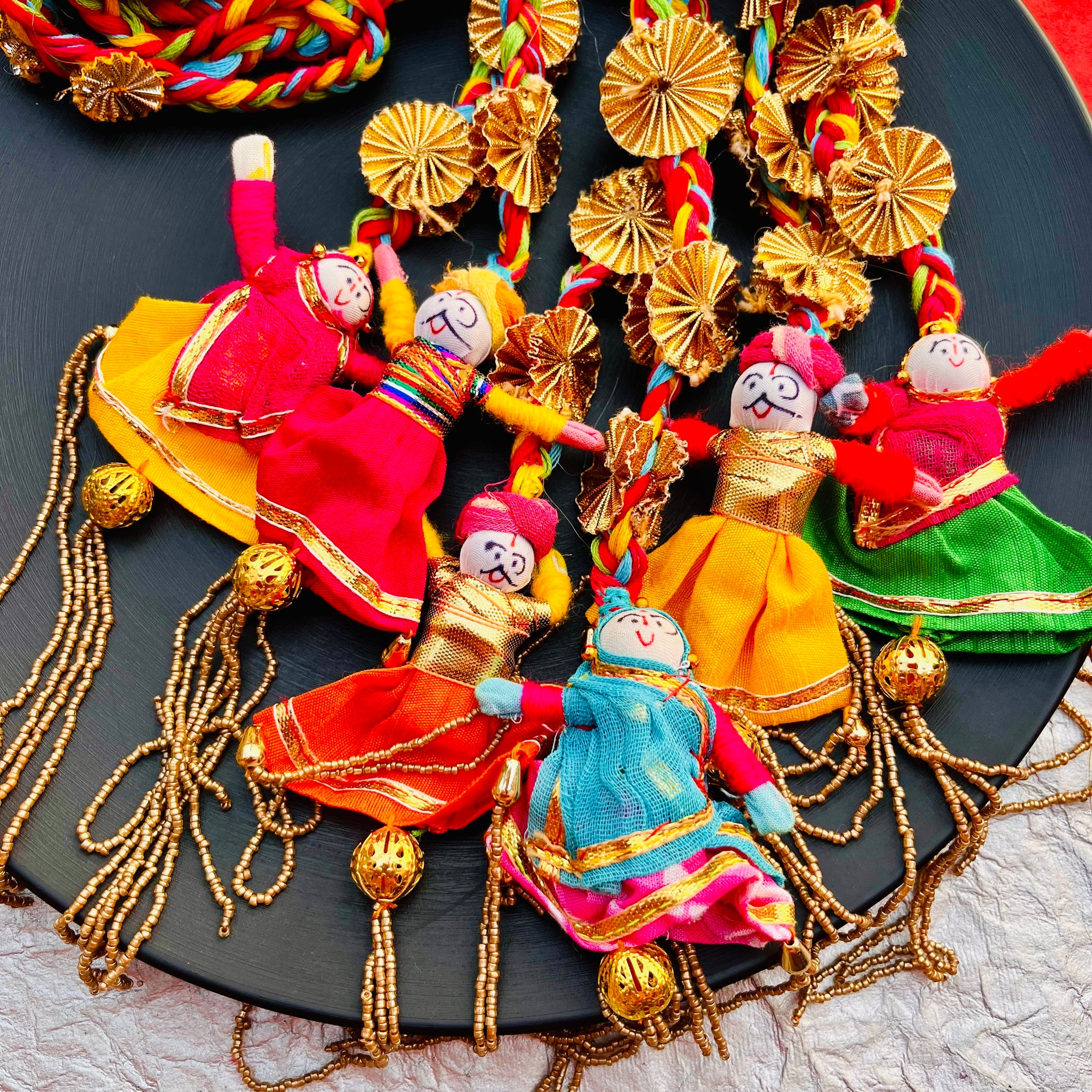 Ghoomer Paranda with Dancing Puppets – Rajasthani Hair Accessory