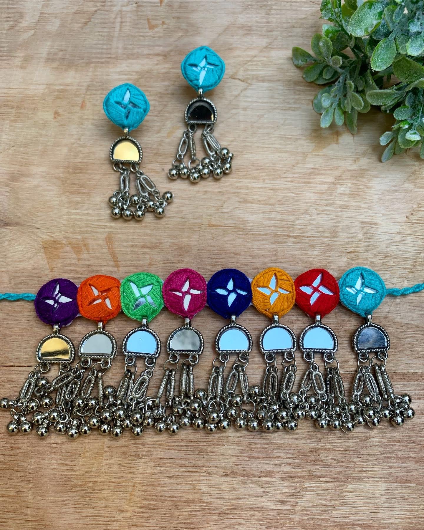 Oxidized Mirror Jewellery Set image 0