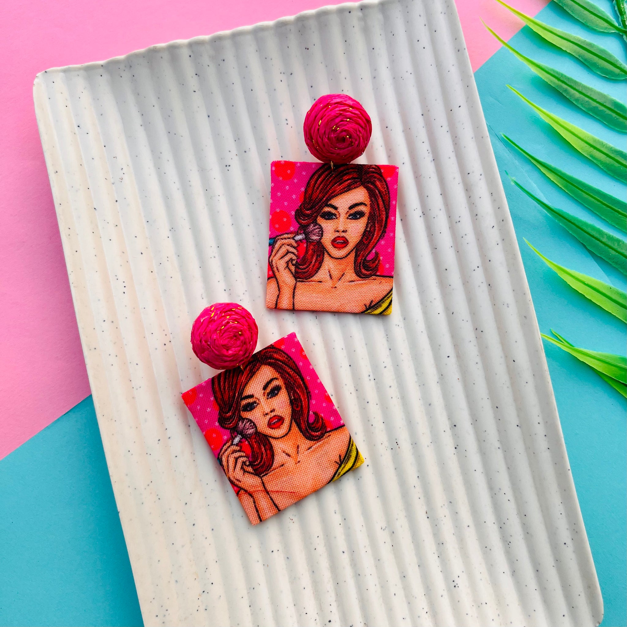 Pop Art Textile Earrings IV