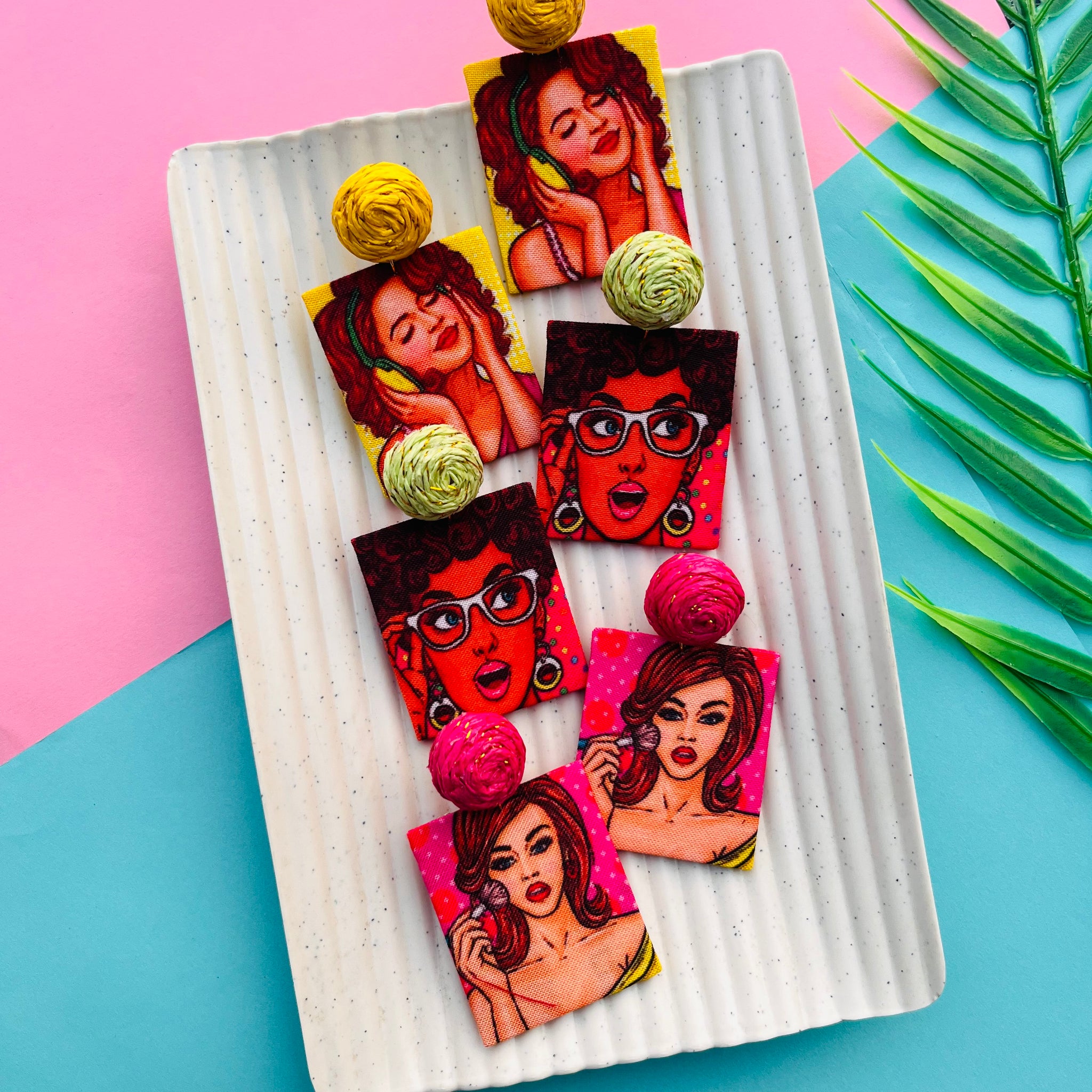 Pop Art Textile Earrings IV