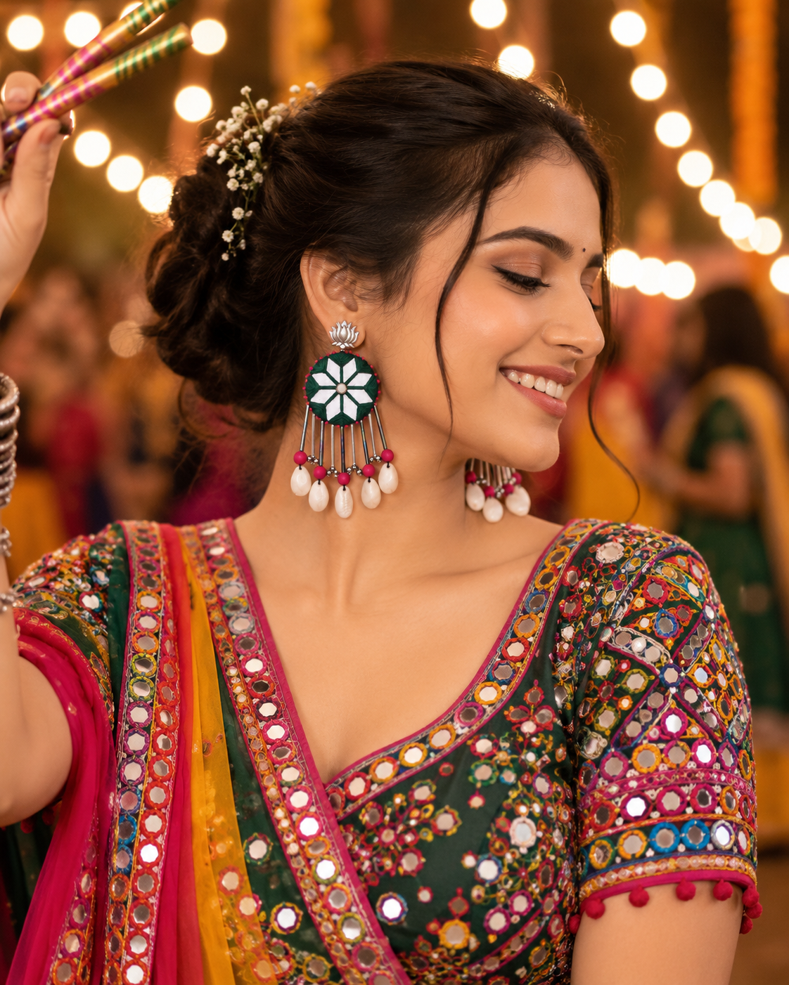 Morpankh Mirror Earrings For Navratri