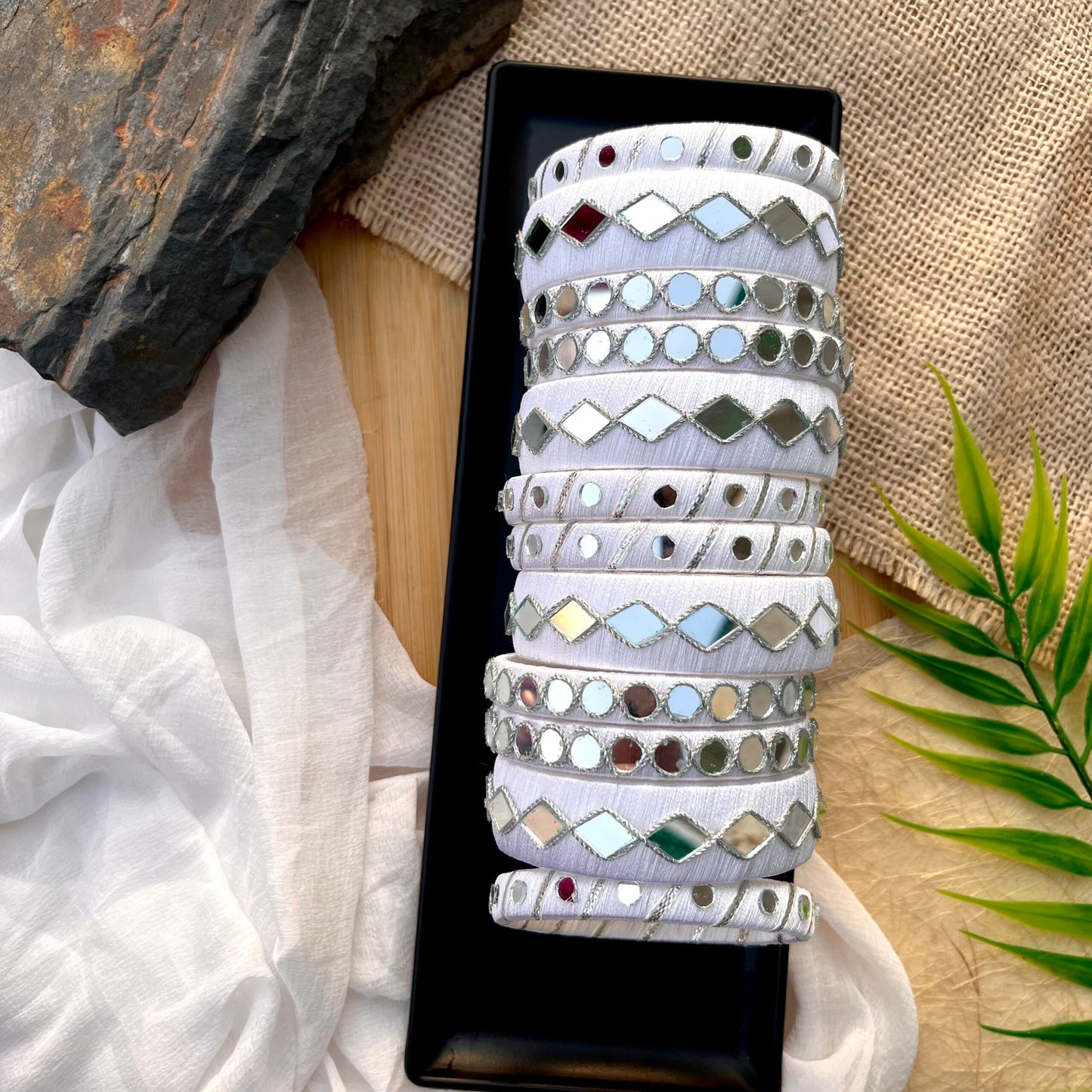 Jhalak Bangles Set- White image 0