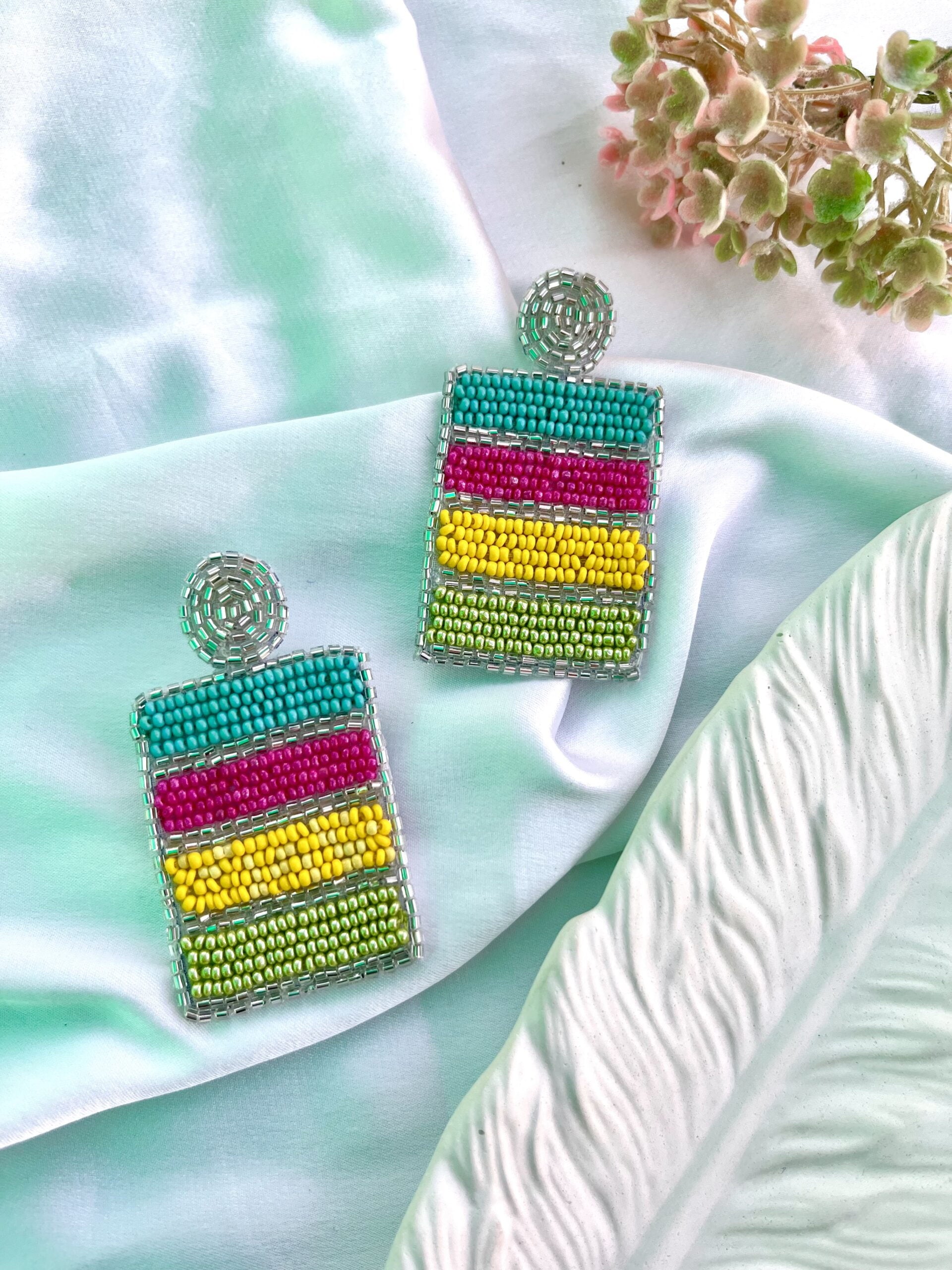 Multicolor Rectangle Earrings image 0