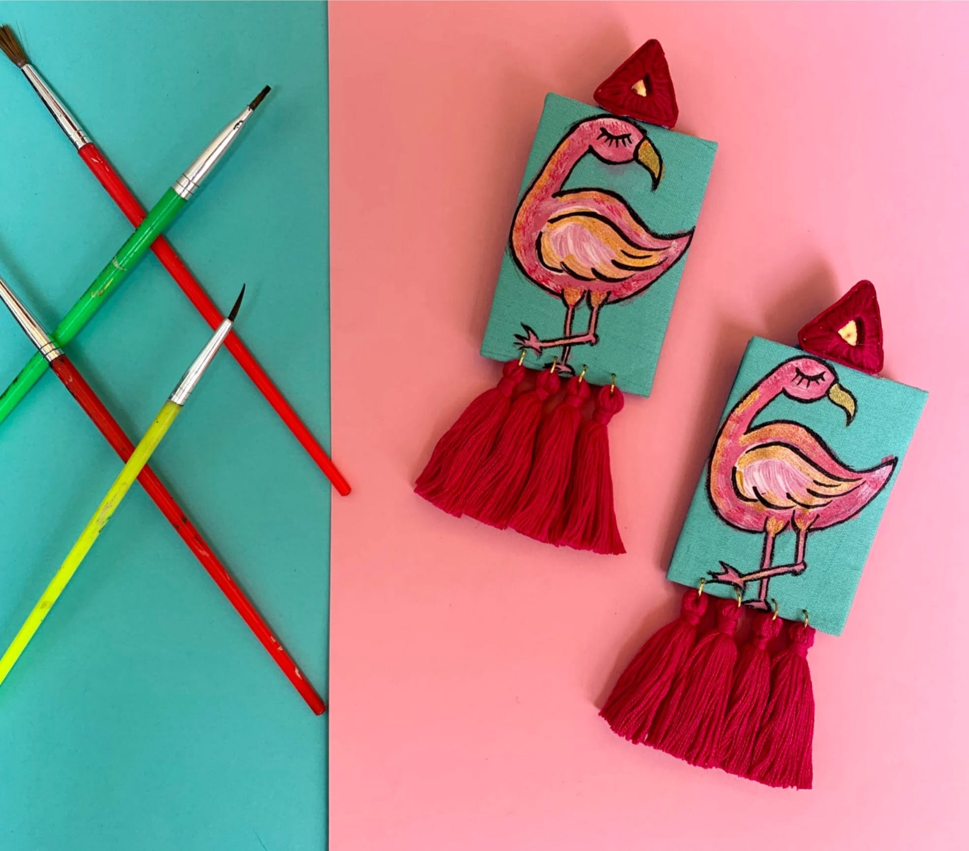 Handpainted Flamingo Earrings image 0