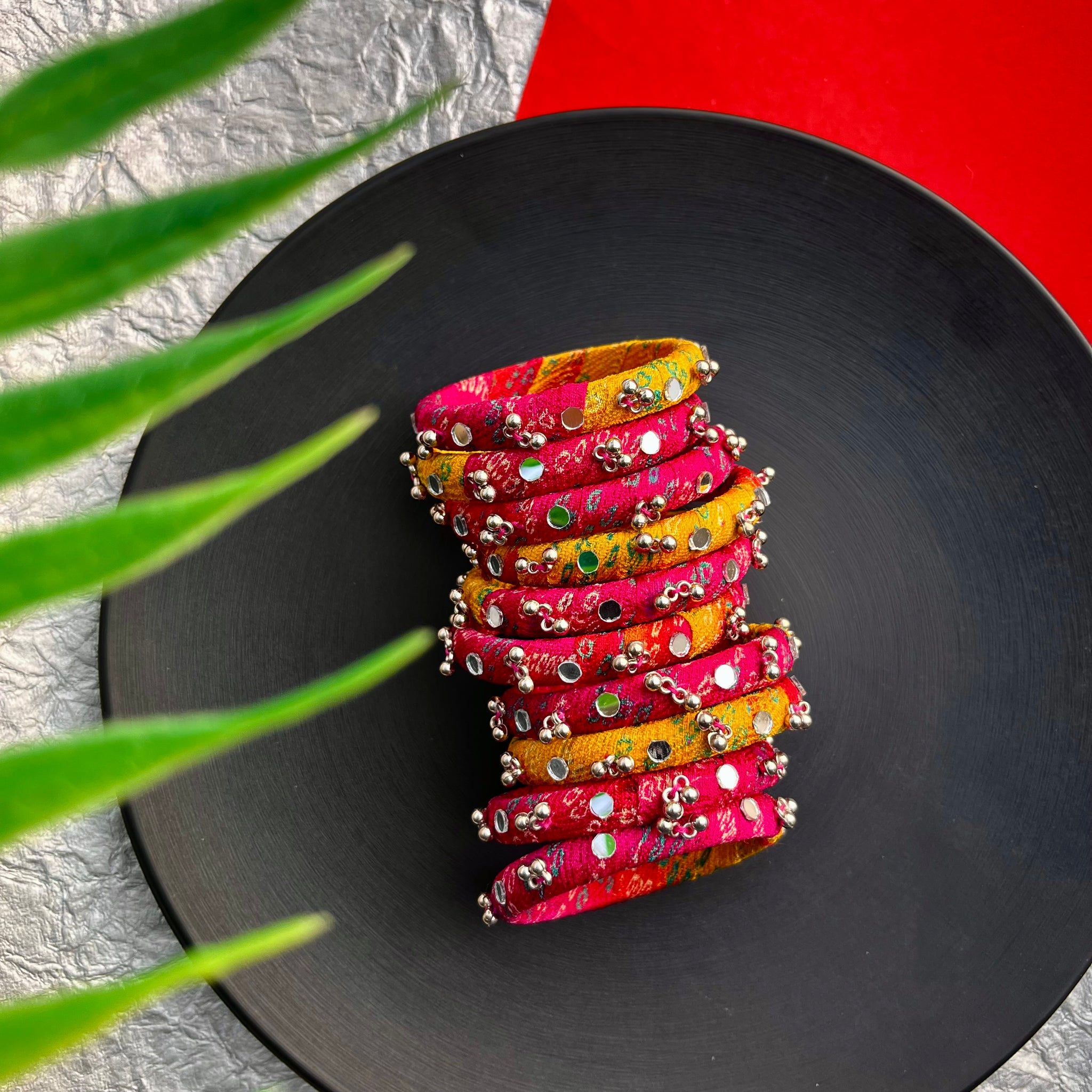 Rani Pink Bandhej Bangles for Bridal & Festive Wear