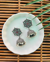German Silver Meenakari Jhumka