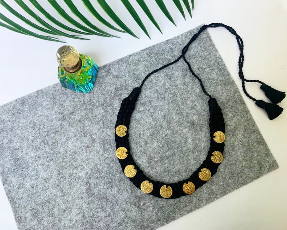 Braided Coin Choker-Golden image 0