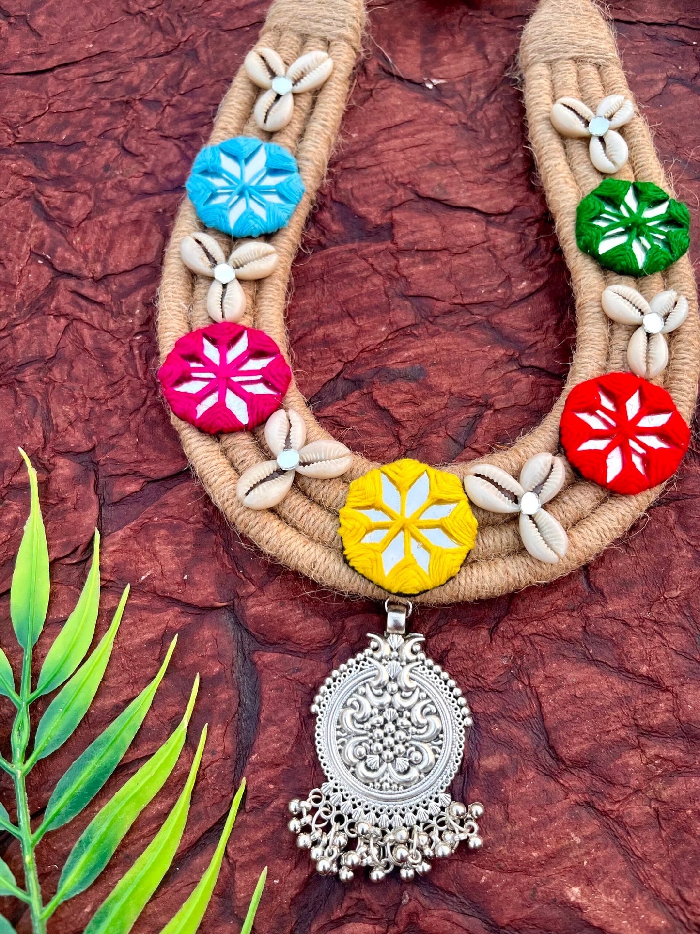 Jute & Mirror Neckpiece-l image 0