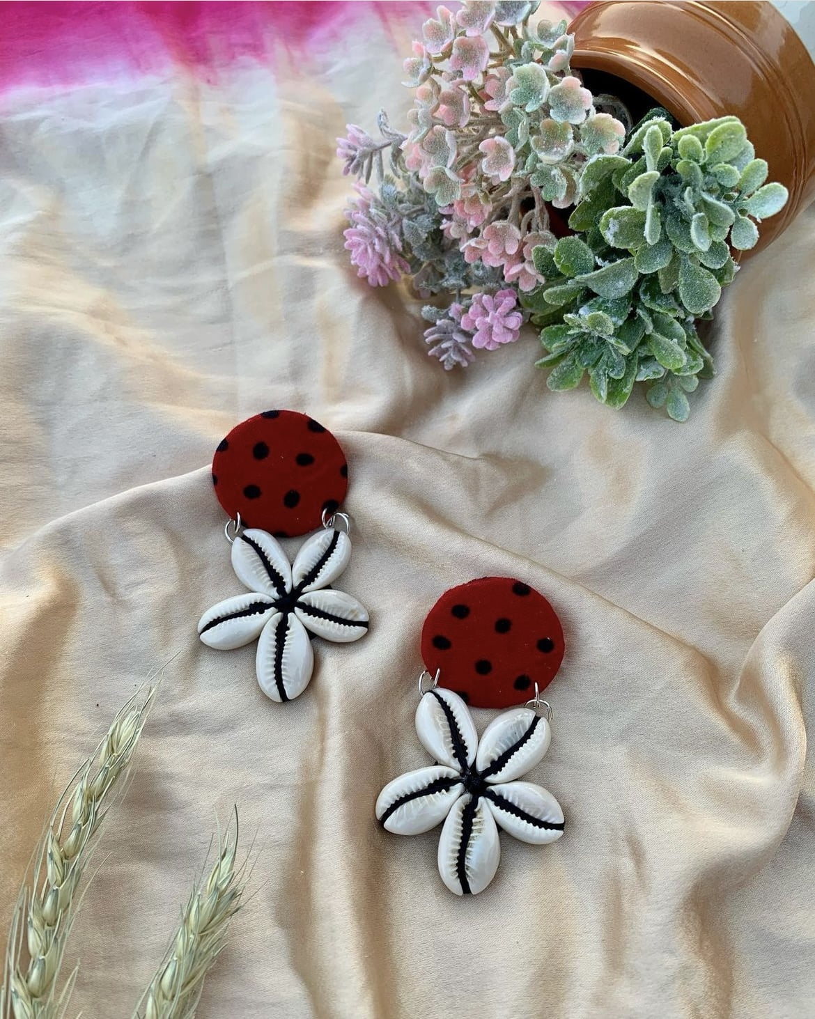 Red Shell Earrings image 0