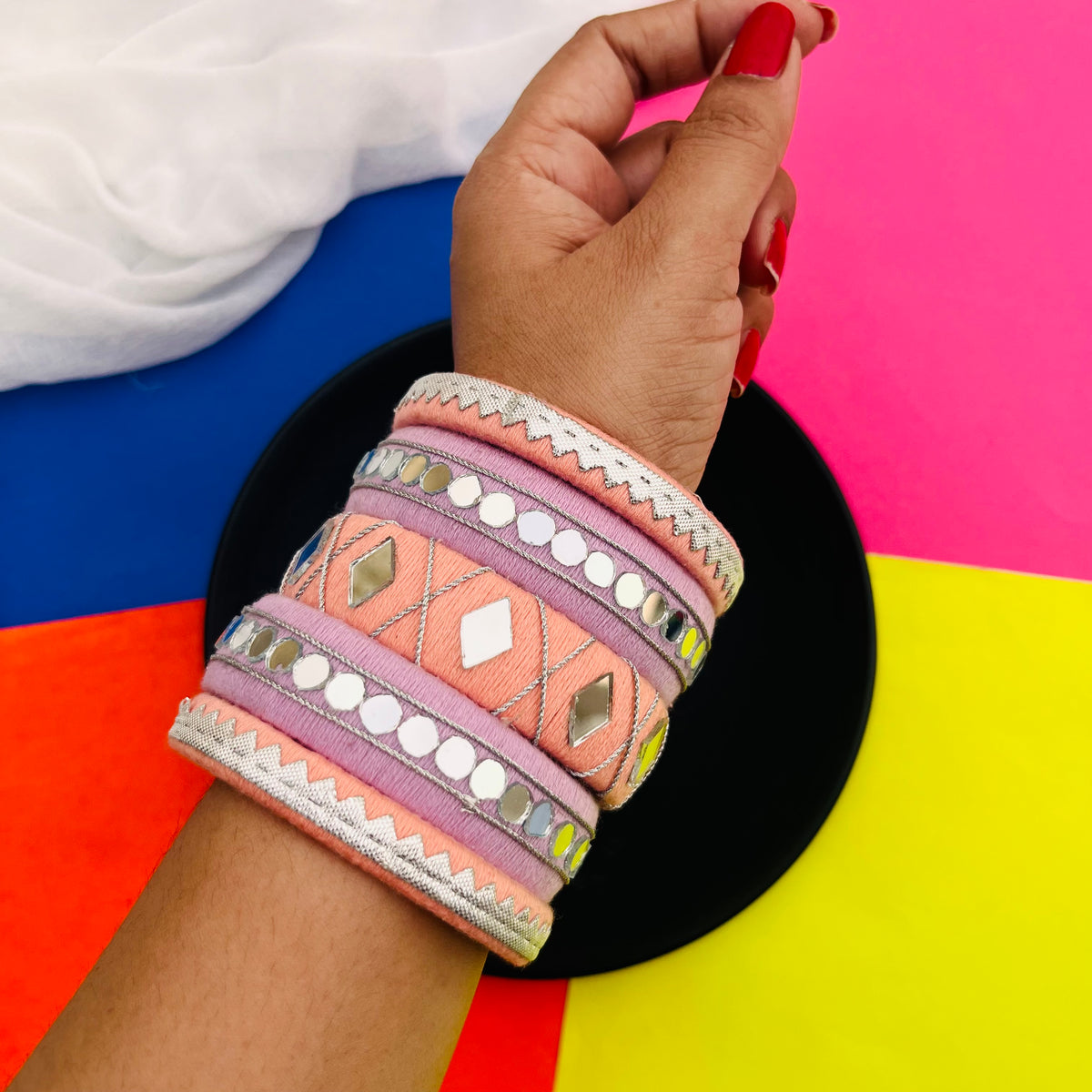 Pastel Blush Mirror Bangles